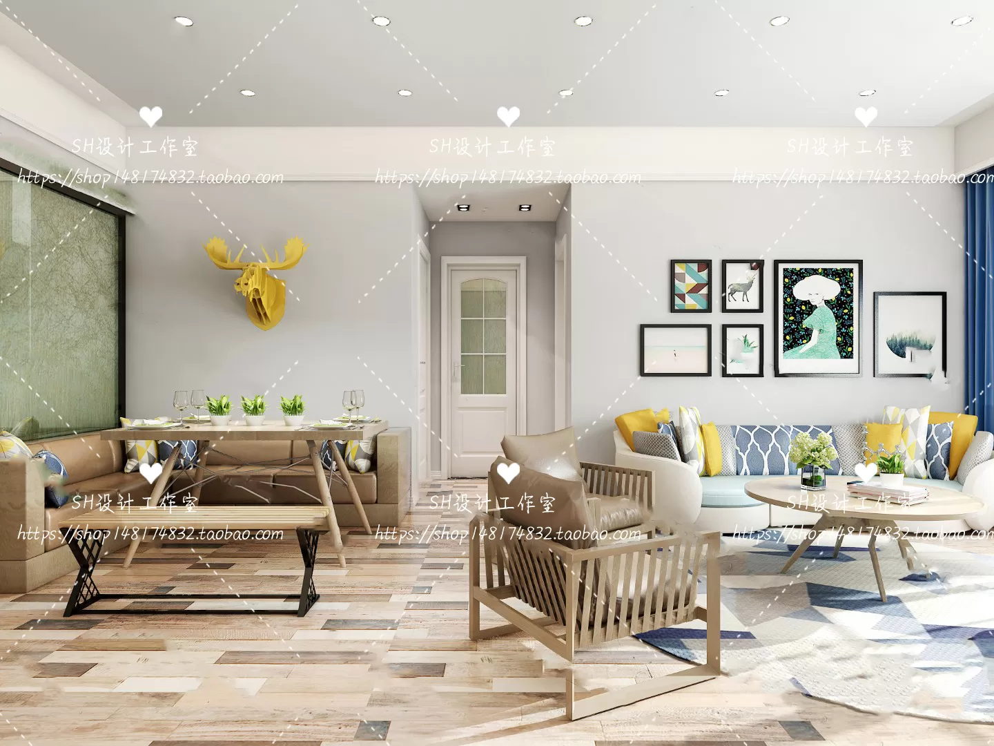 LIVING ROOM 3D SCENES – VRAY RENDER – 412