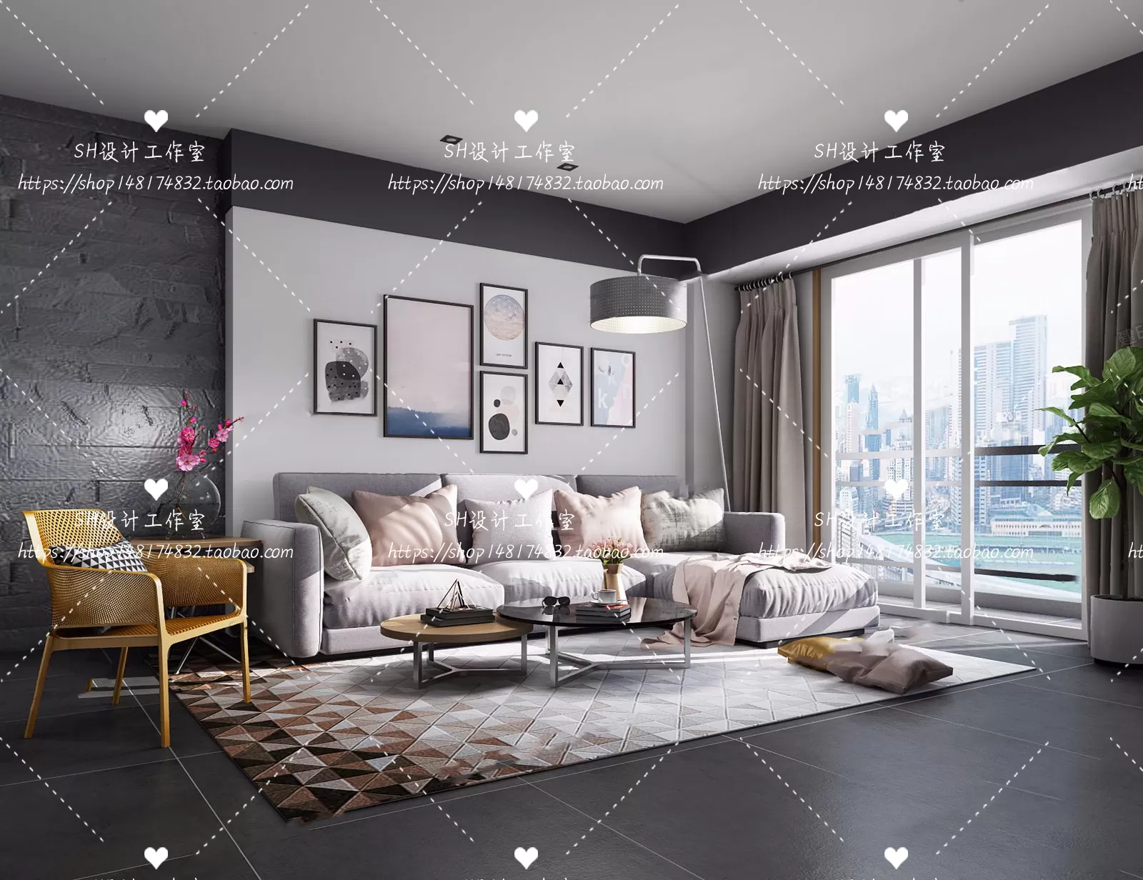 LIVING ROOM 3D SCENES – VRAY RENDER – 413