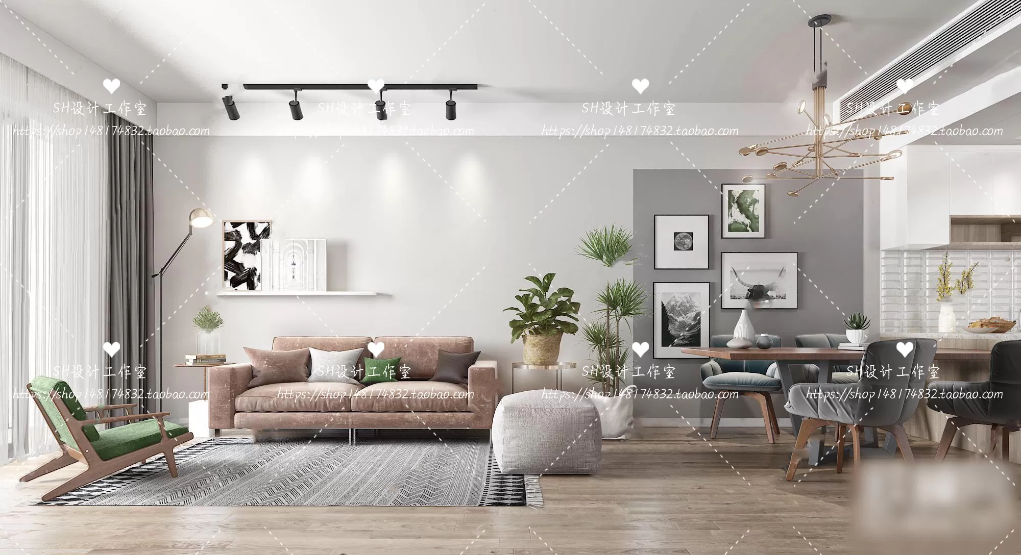 LIVING ROOM 3D SCENES – VRAY RENDER – 418