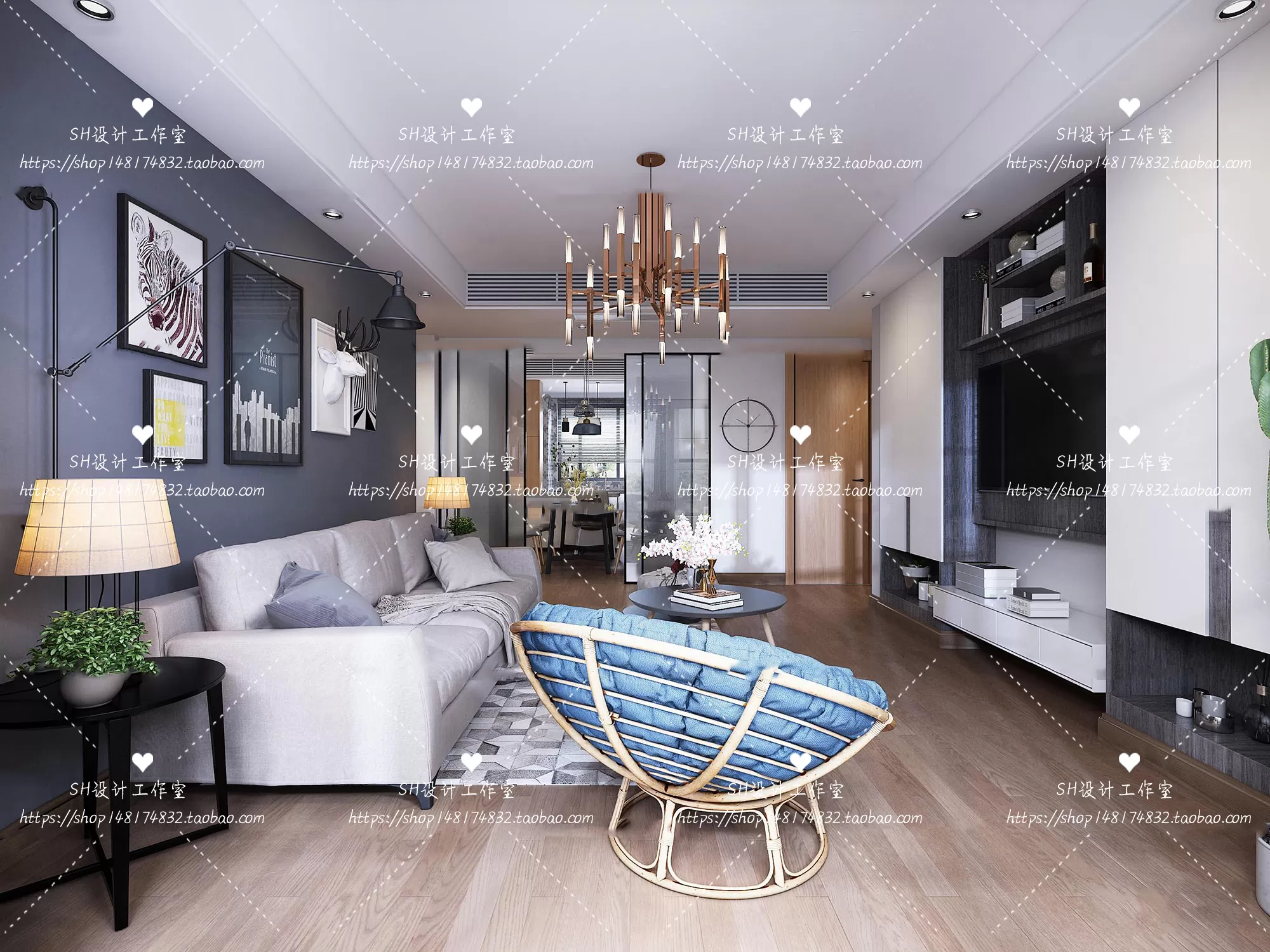 LIVING ROOM 3D SCENES – VRAY RENDER – 423