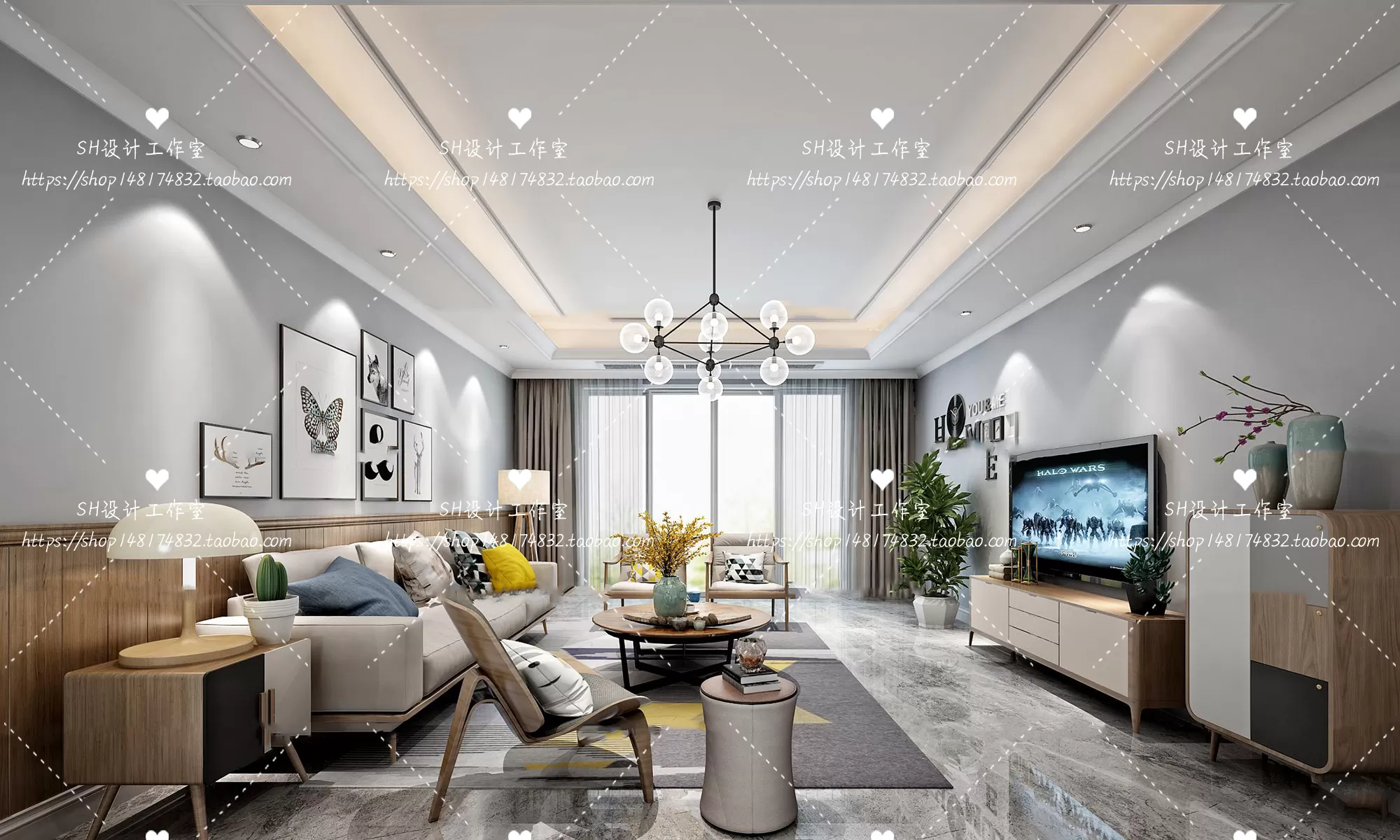 LIVING ROOM 3D SCENES – VRAY RENDER – 424