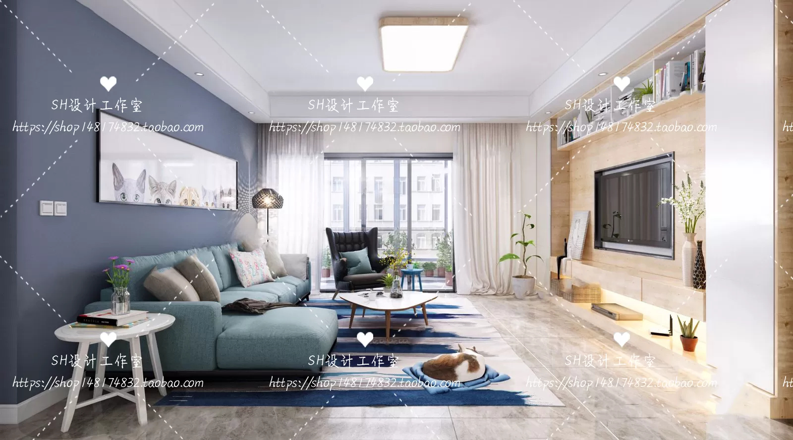 LIVING ROOM 3D SCENES – VRAY RENDER – 431