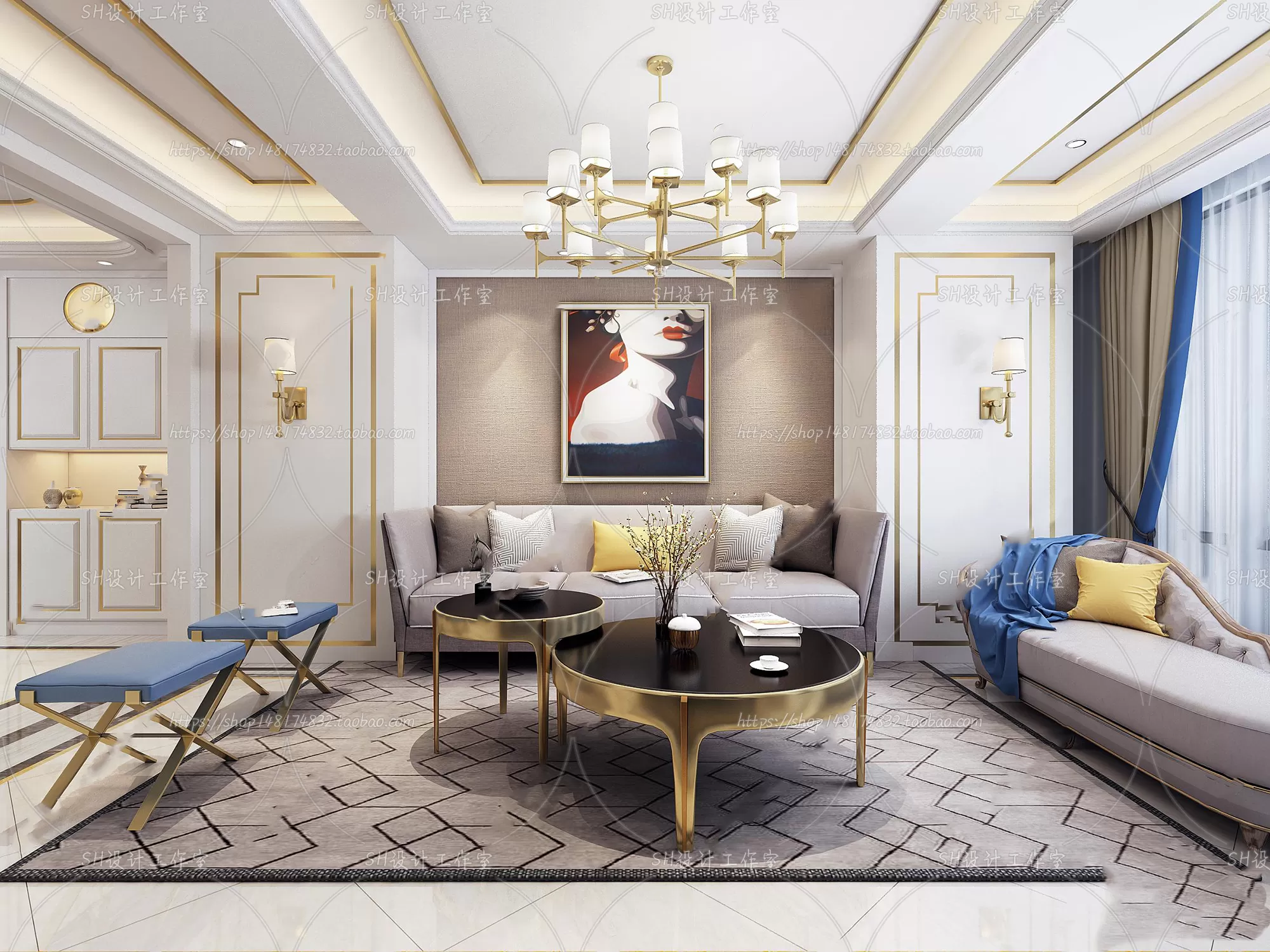 LIVING ROOM 3D SCENES – VRAY RENDER – 747 LIVING ROOM 3D SCENES – VRAY RENDER – 747