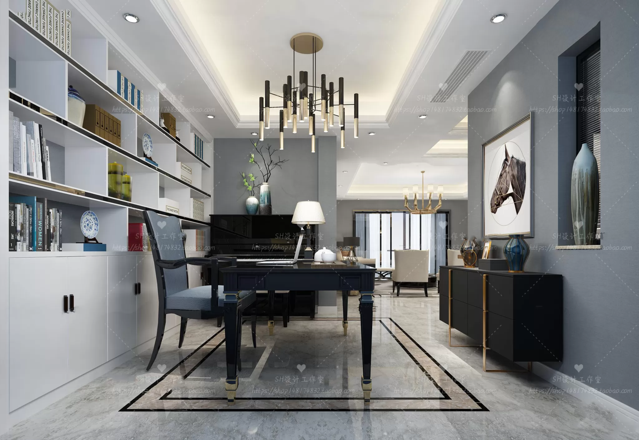 STUDY ROOM 3D SCENES – VRAY RENDER – 44