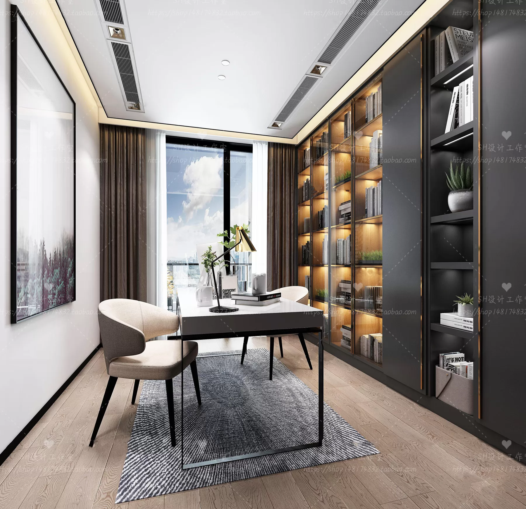 STUDY ROOM 3D SCENES – VRAY RENDER – 49