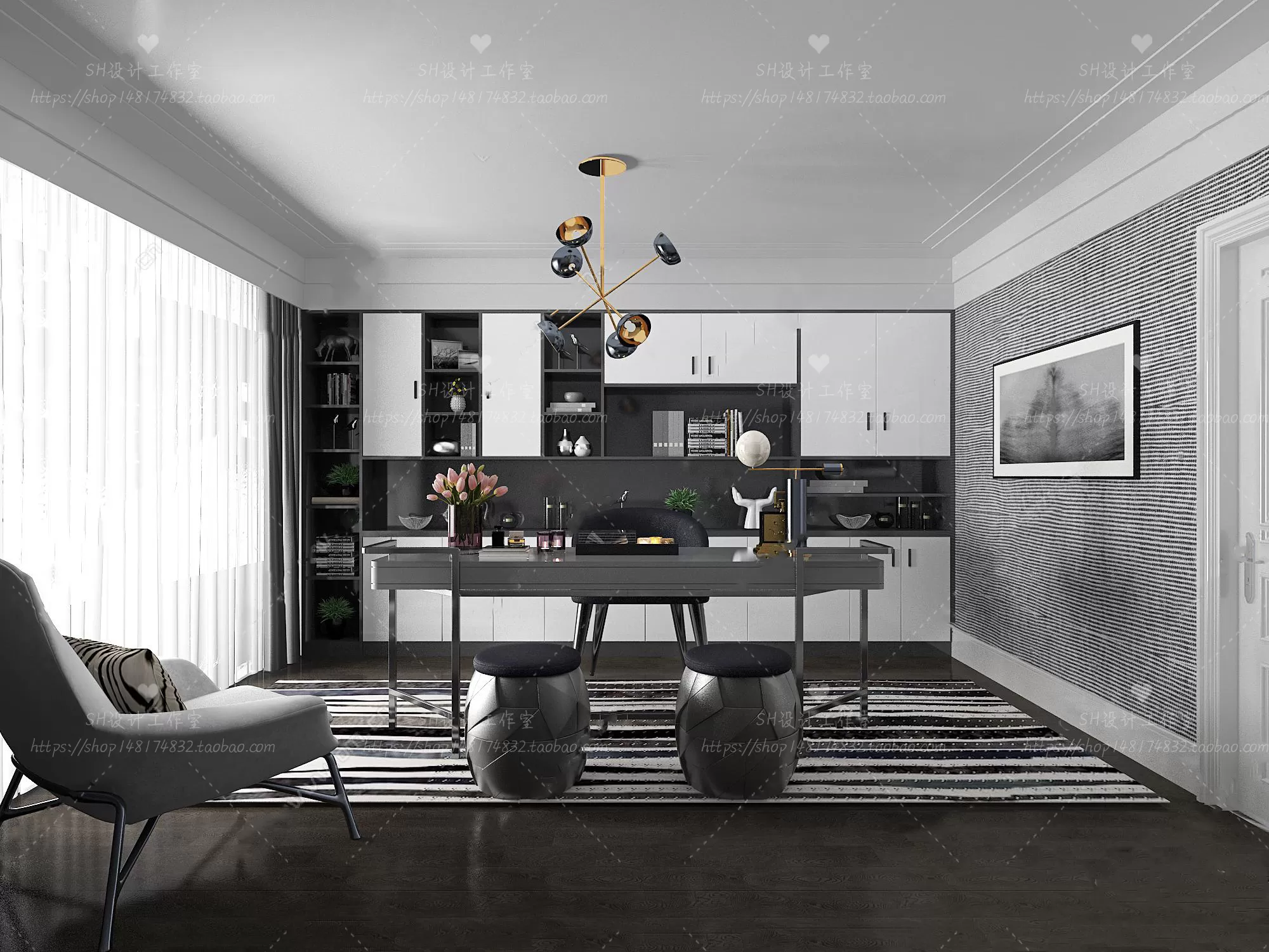 STUDY ROOM 3D SCENES – VRAY RENDER – 50