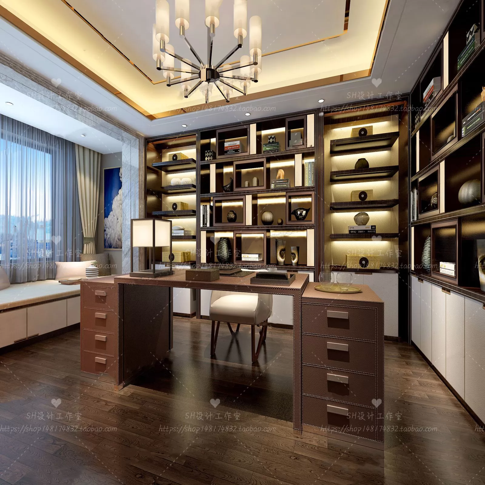 STUDY ROOM 3D SCENES – VRAY RENDER – 90