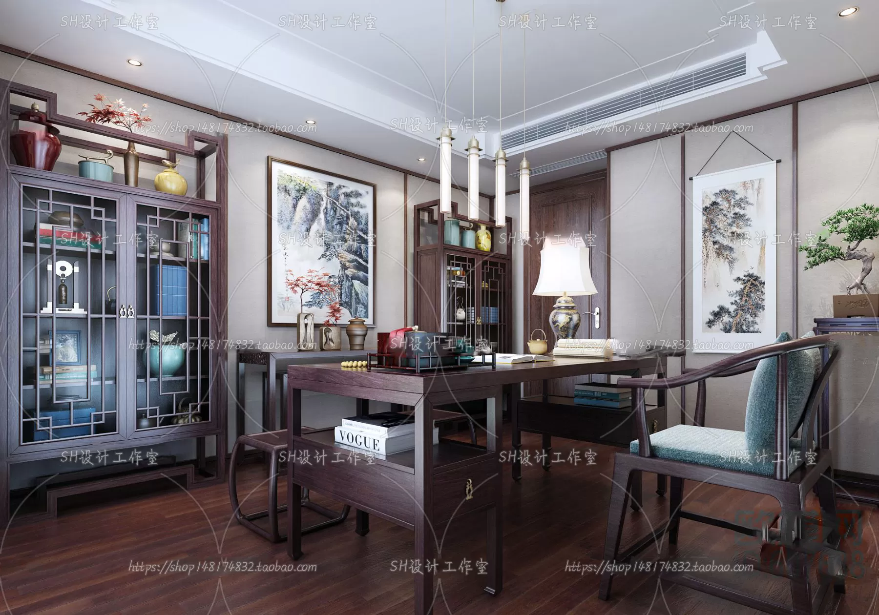 STUDY ROOM 3D SCENES – VRAY RENDER – 129