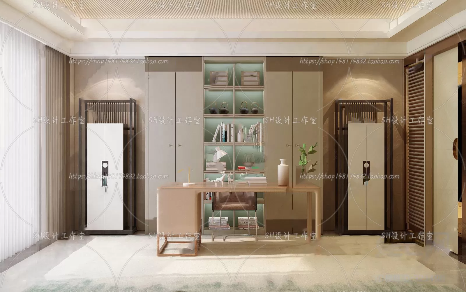 STUDY ROOM 3D SCENES – VRAY RENDER – 136