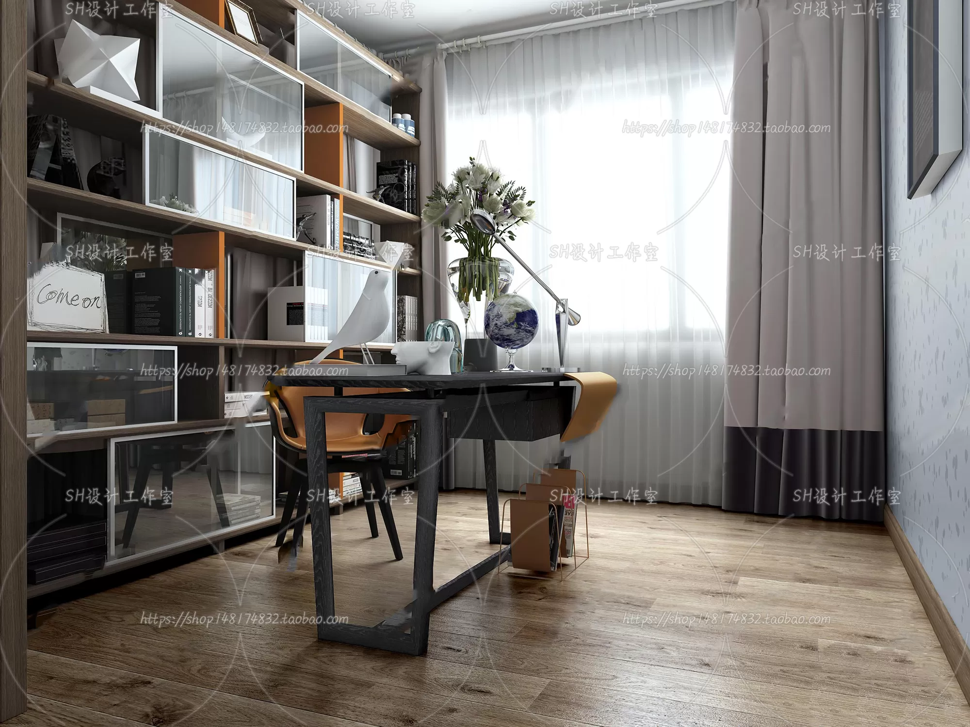 STUDY ROOM 3D SCENES – VRAY RENDER – 152