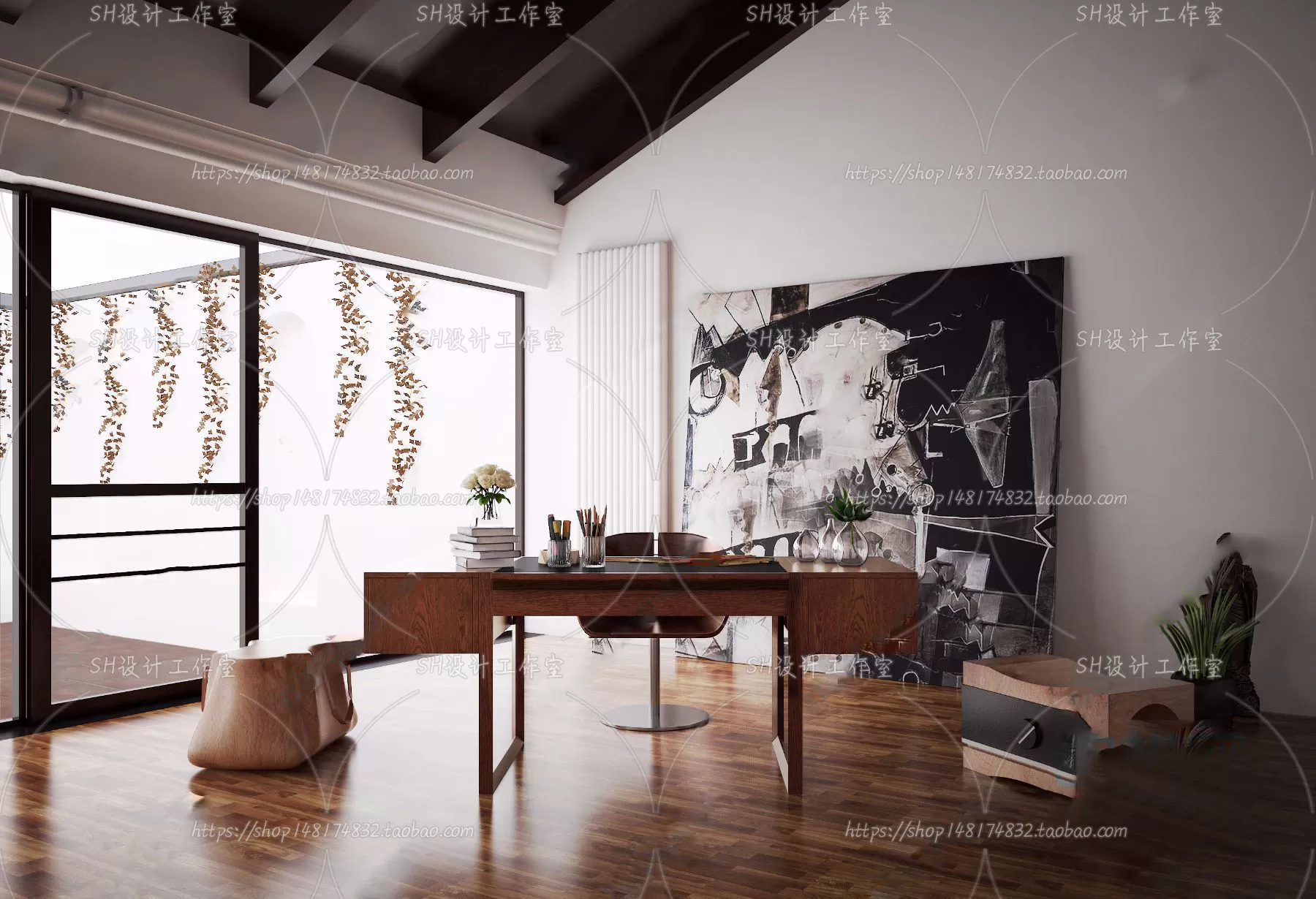 STUDY ROOM 3D SCENES – VRAY RENDER – 153