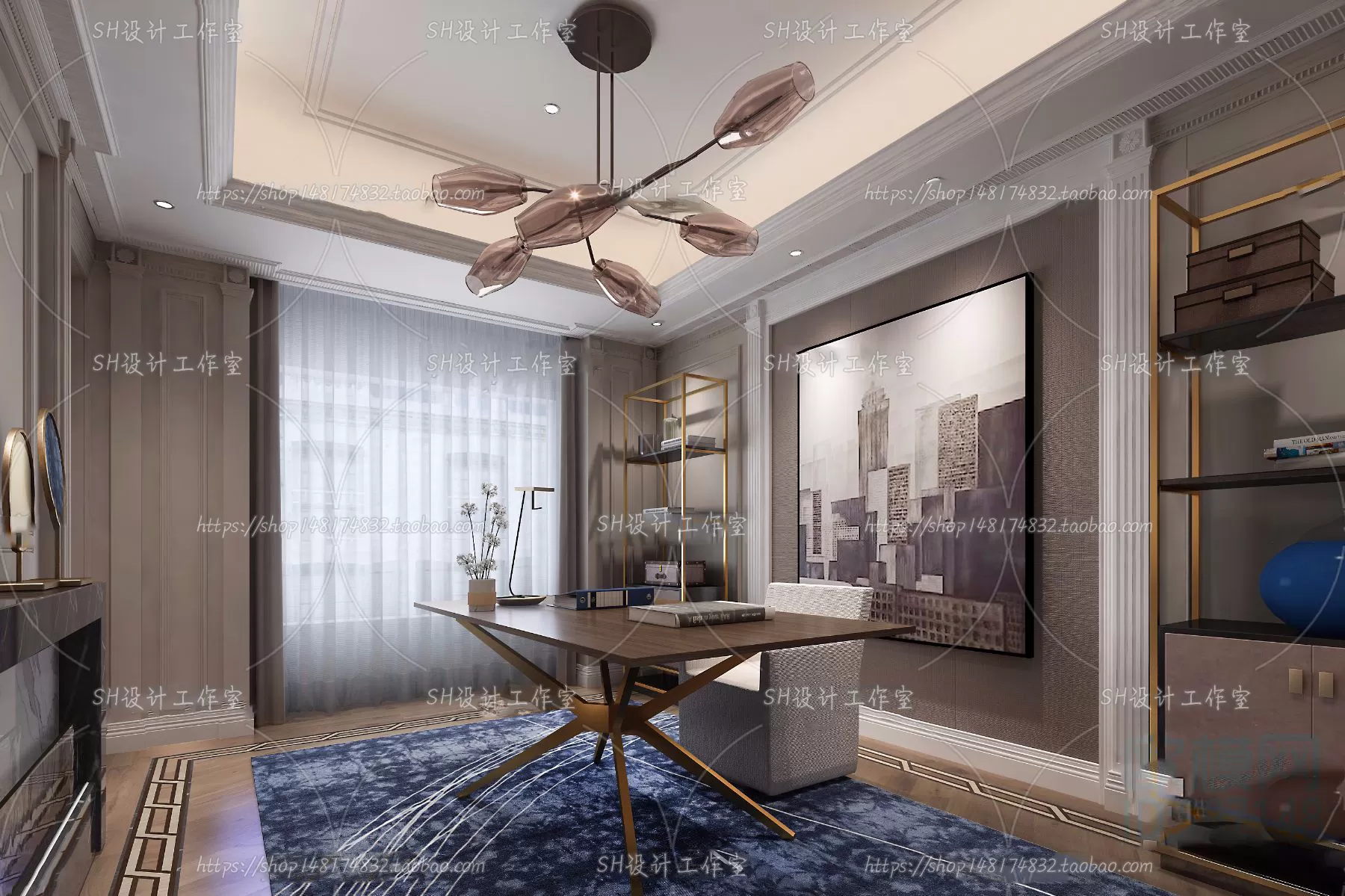 STUDY ROOM 3D SCENES – VRAY RENDER – 156