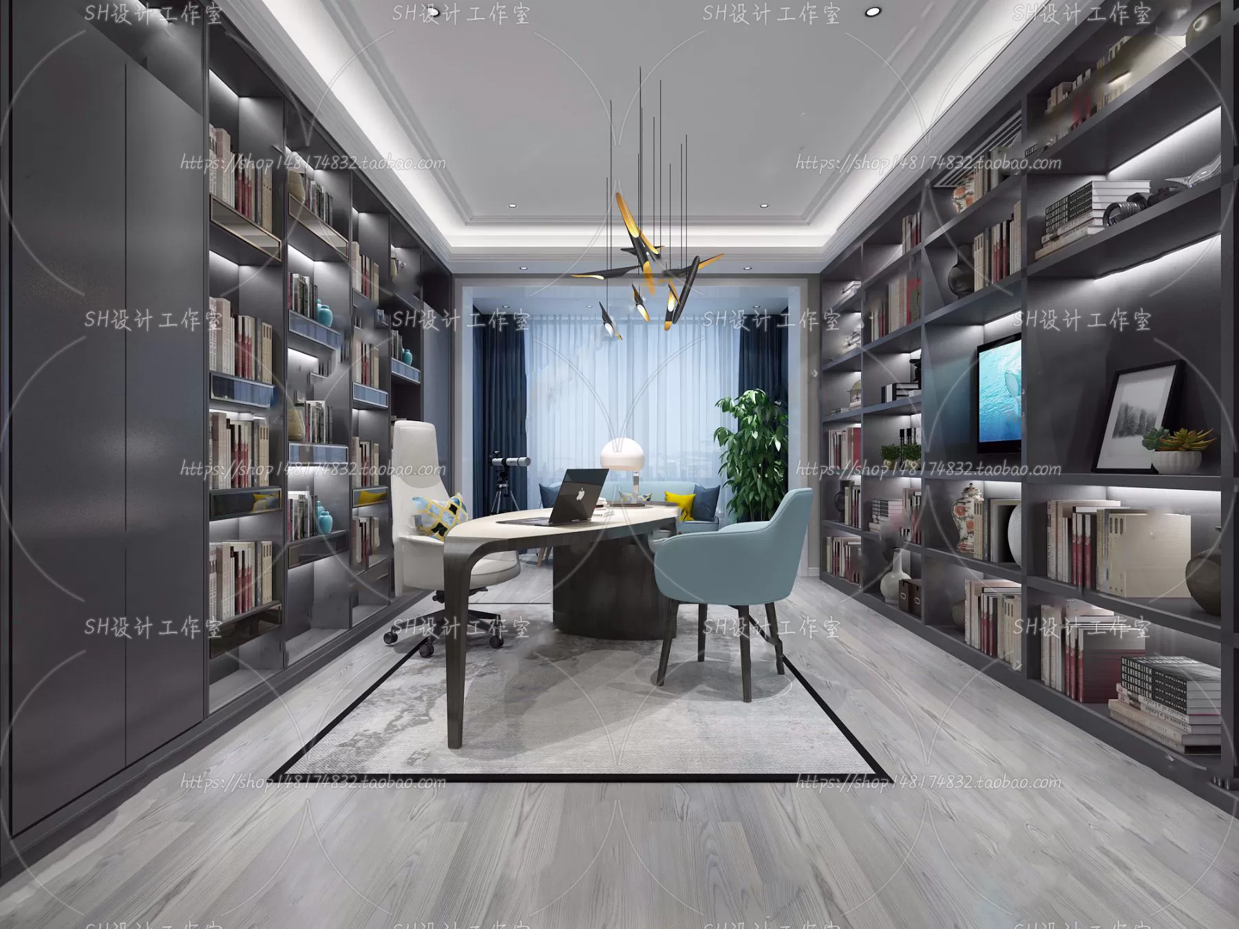 STUDY ROOM 3D SCENES – VRAY RENDER – 162