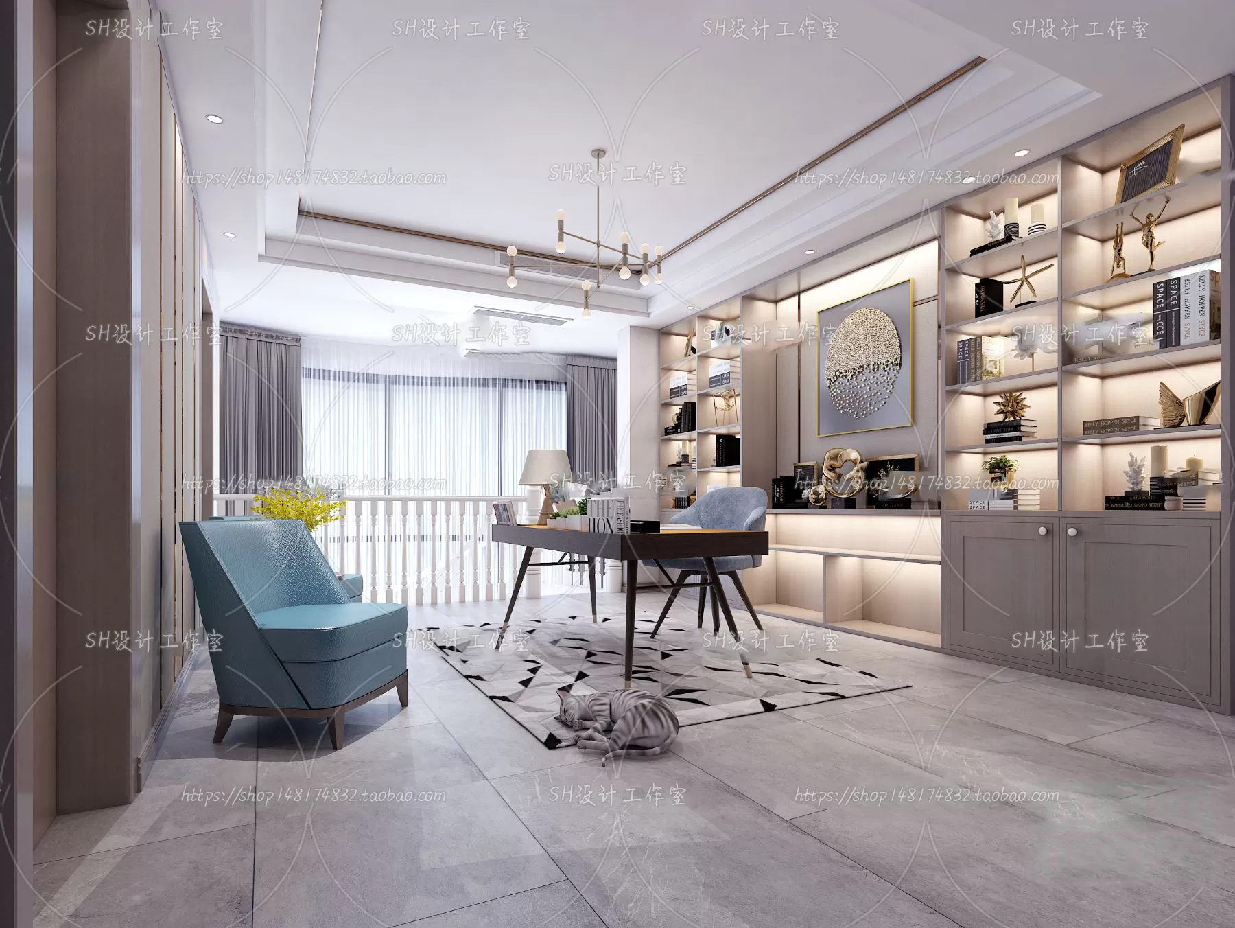 STUDY ROOM 3D SCENES – VRAY RENDER – 166