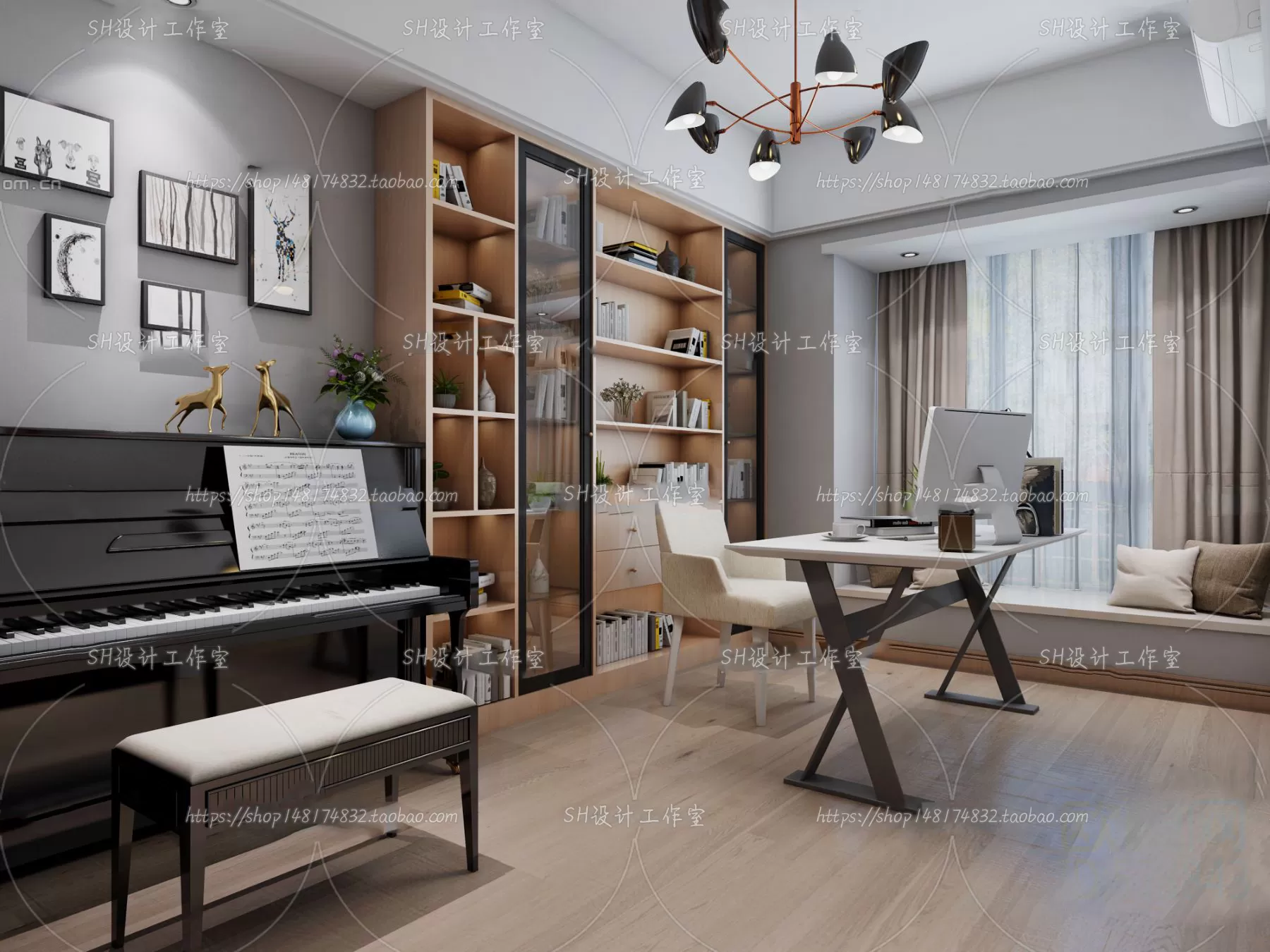 STUDY ROOM 3D SCENES – VRAY RENDER – 168