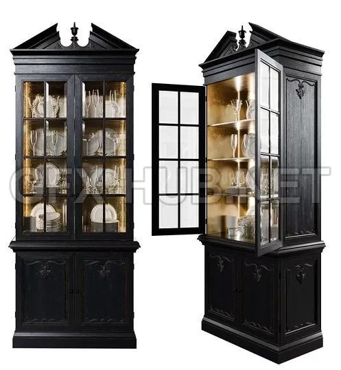 Antique Сupboard With Dishes – 205871