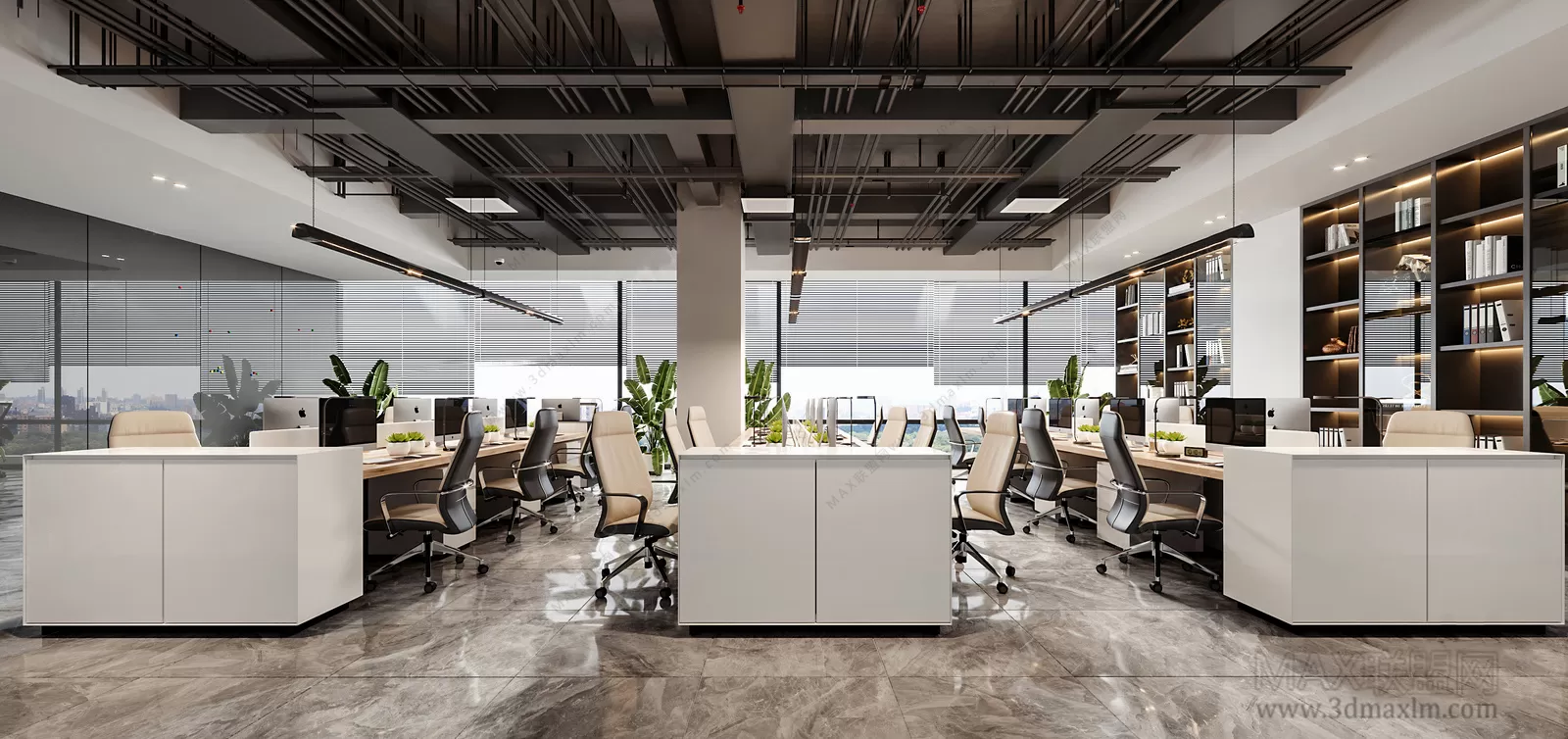 3D OFFICE INTERIOR (VRAY) – WORKSPACE 3D SCENES – 003