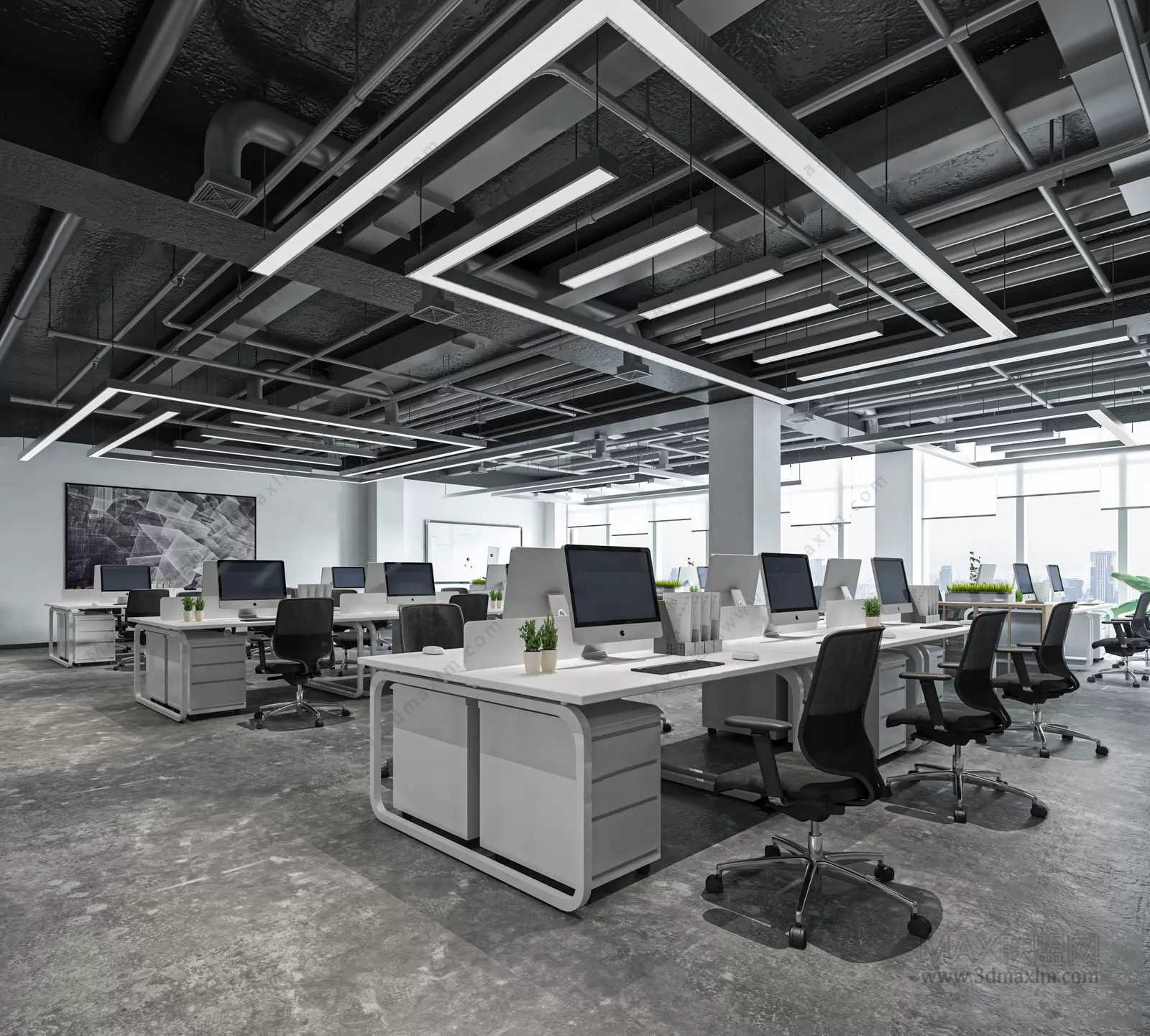 3D OFFICE INTERIOR (VRAY) – WORKSPACE 3D SCENES – 004