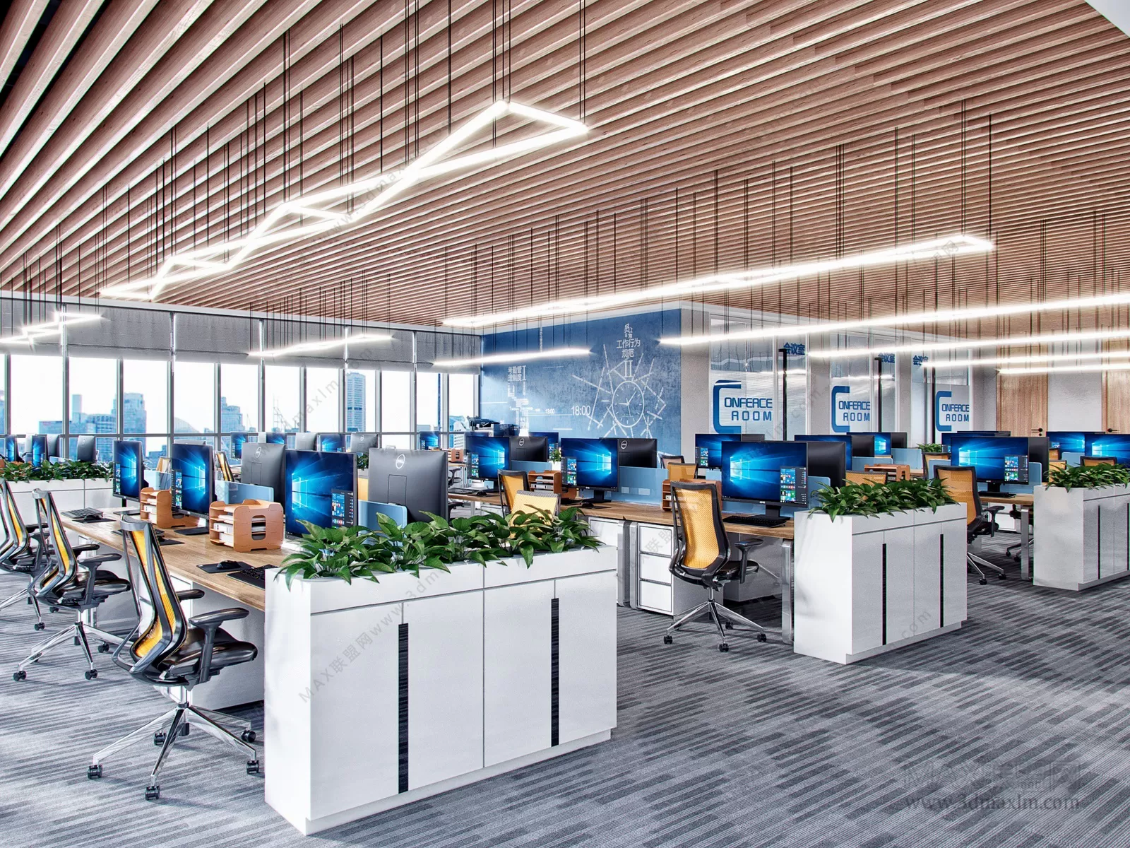 3D OFFICE INTERIOR (VRAY) – WORKSPACE 3D SCENES – 006