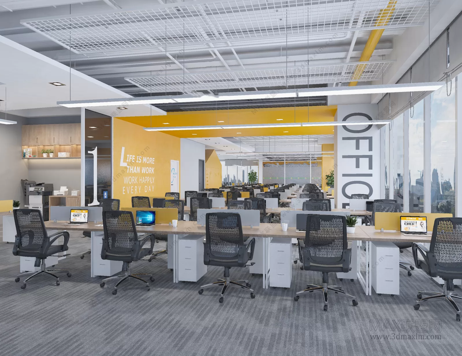 3D OFFICE INTERIOR (VRAY) – WORKSPACE 3D SCENES – 010