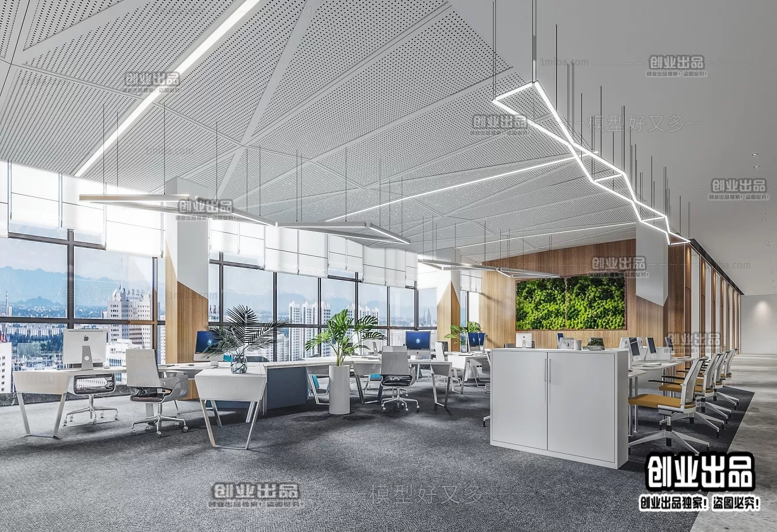 3D OFFICE INTERIOR (VRAY) – WORKSPACE 3D SCENES – 011