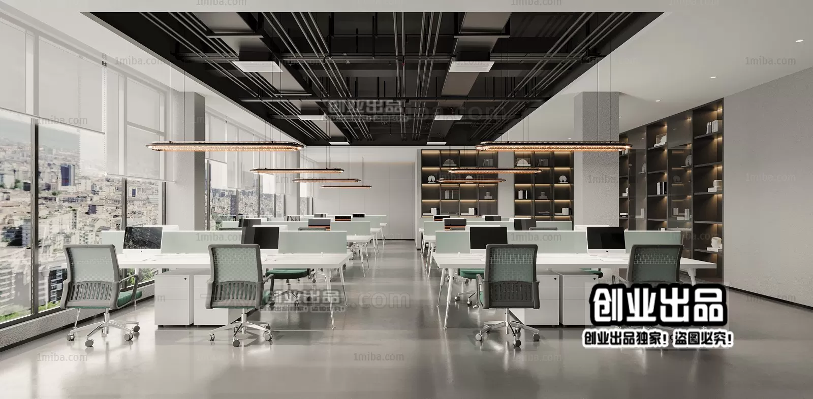 3D OFFICE INTERIOR (VRAY) – WORKSPACE 3D SCENES – 015