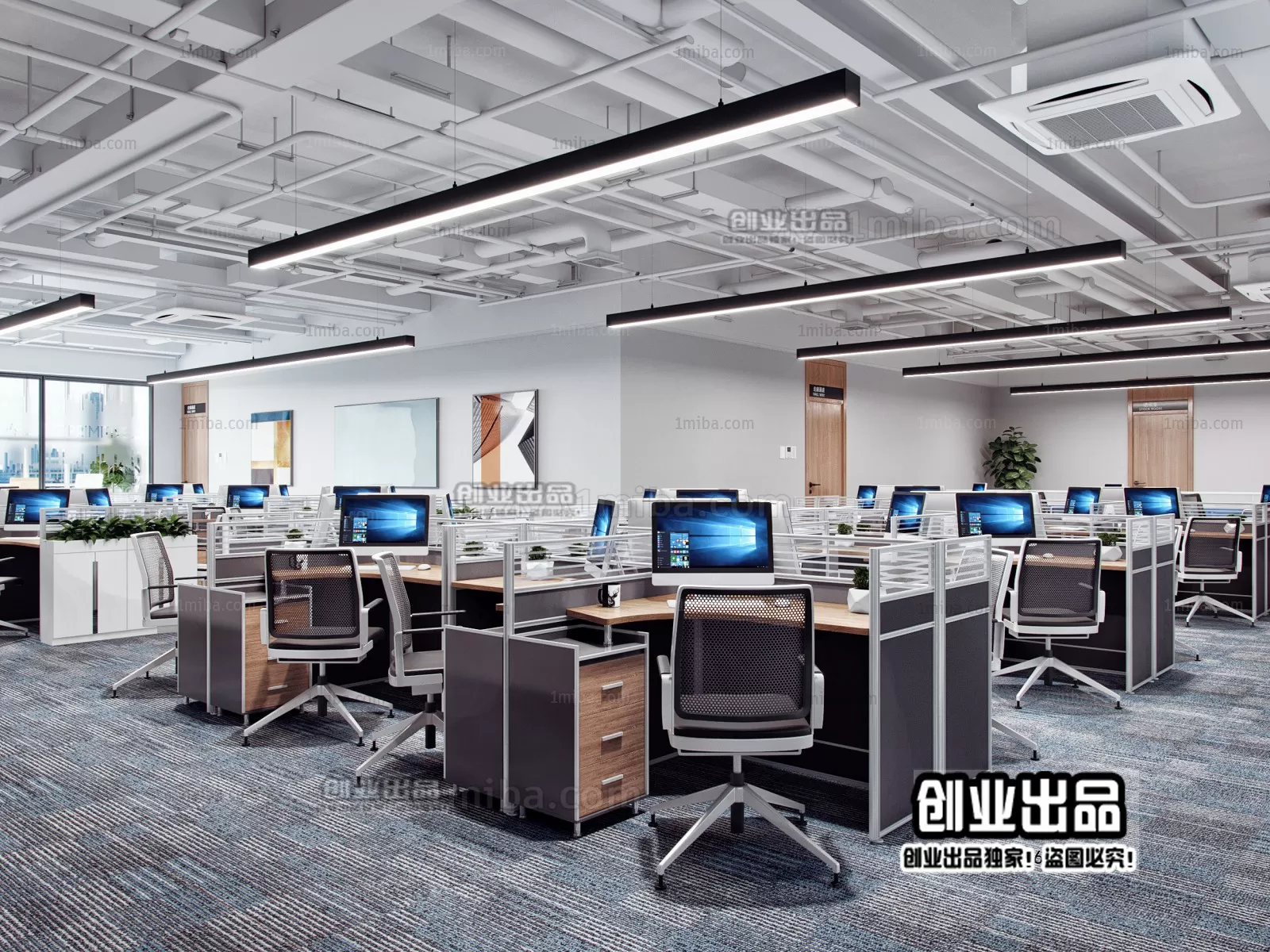 3D OFFICE INTERIOR (VRAY) – WORKSPACE 3D SCENES – 016