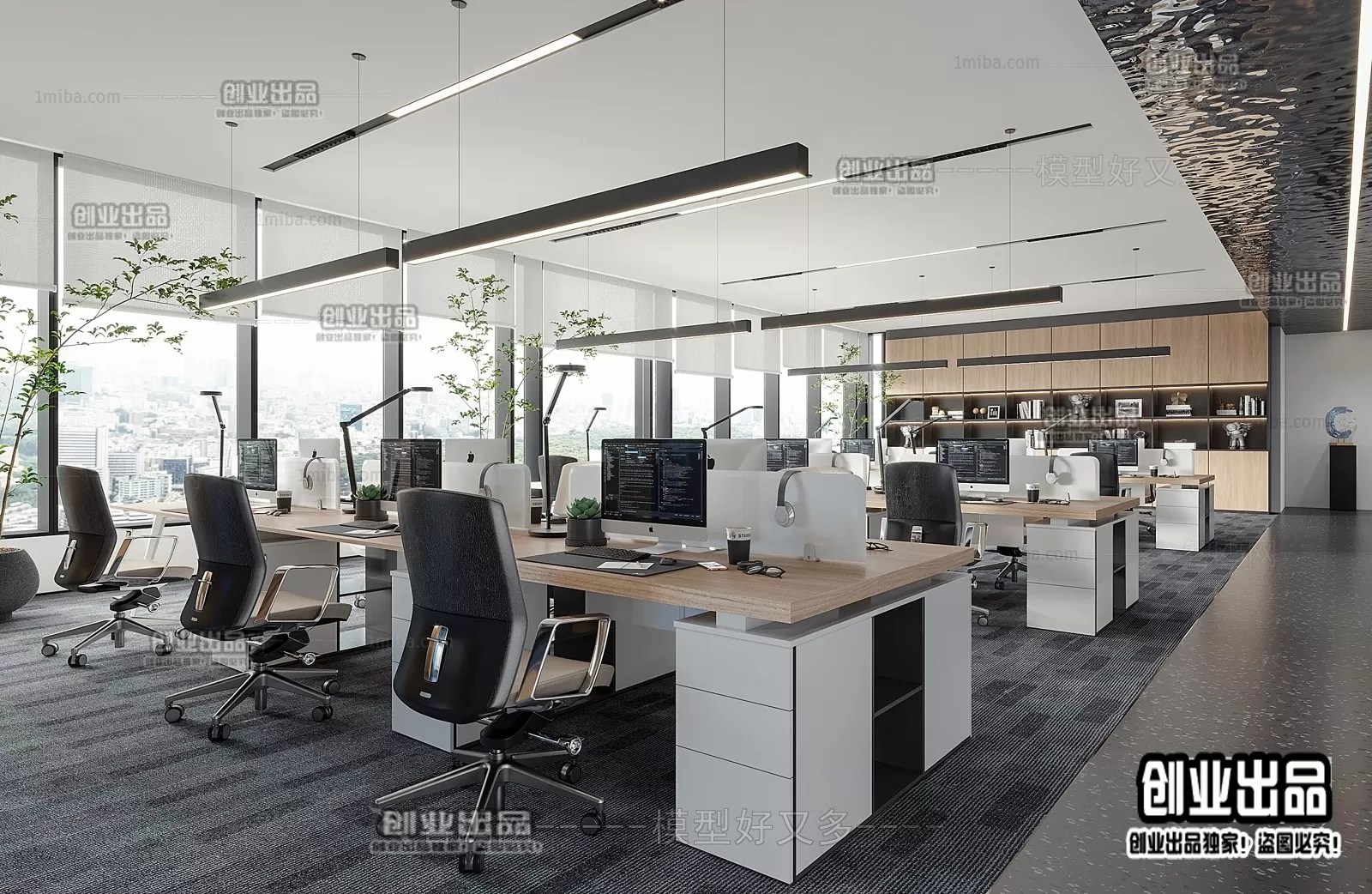 3D OFFICE INTERIOR (VRAY) – WORKSPACE 3D SCENES – 017