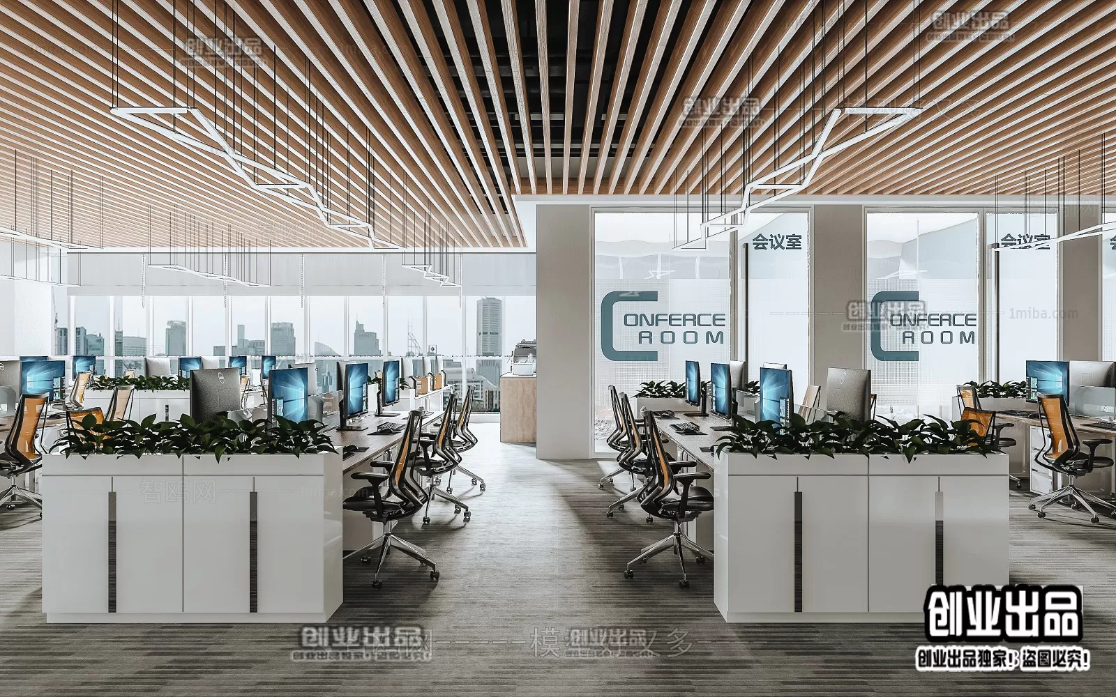 3D OFFICE INTERIOR (VRAY) – WORKSPACE 3D SCENES – 019