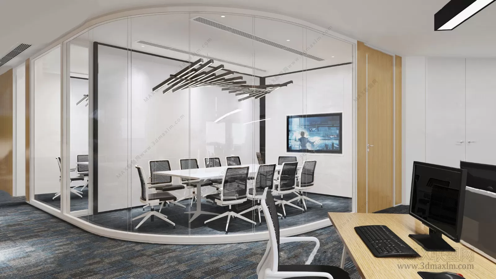 3D OFFICE INTERIOR (VRAY) – WORKSPACE 3D SCENES – 021