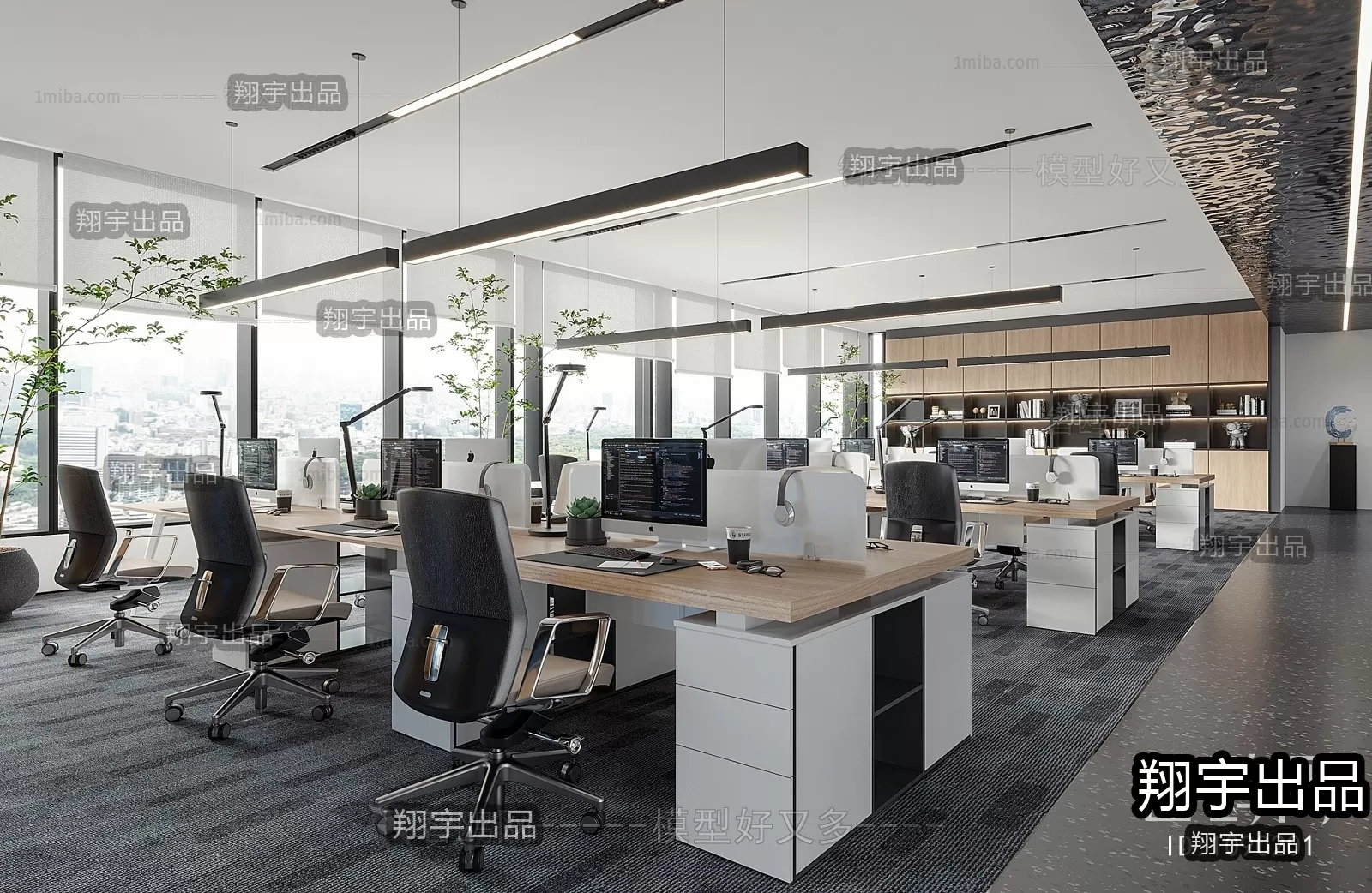 3D OFFICE INTERIOR (VRAY) – WORKSPACE 3D SCENES – 023
