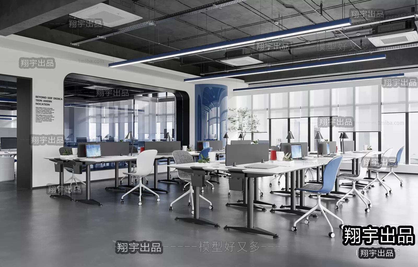 3D OFFICE INTERIOR (VRAY) – WORKSPACE 3D SCENES – 025