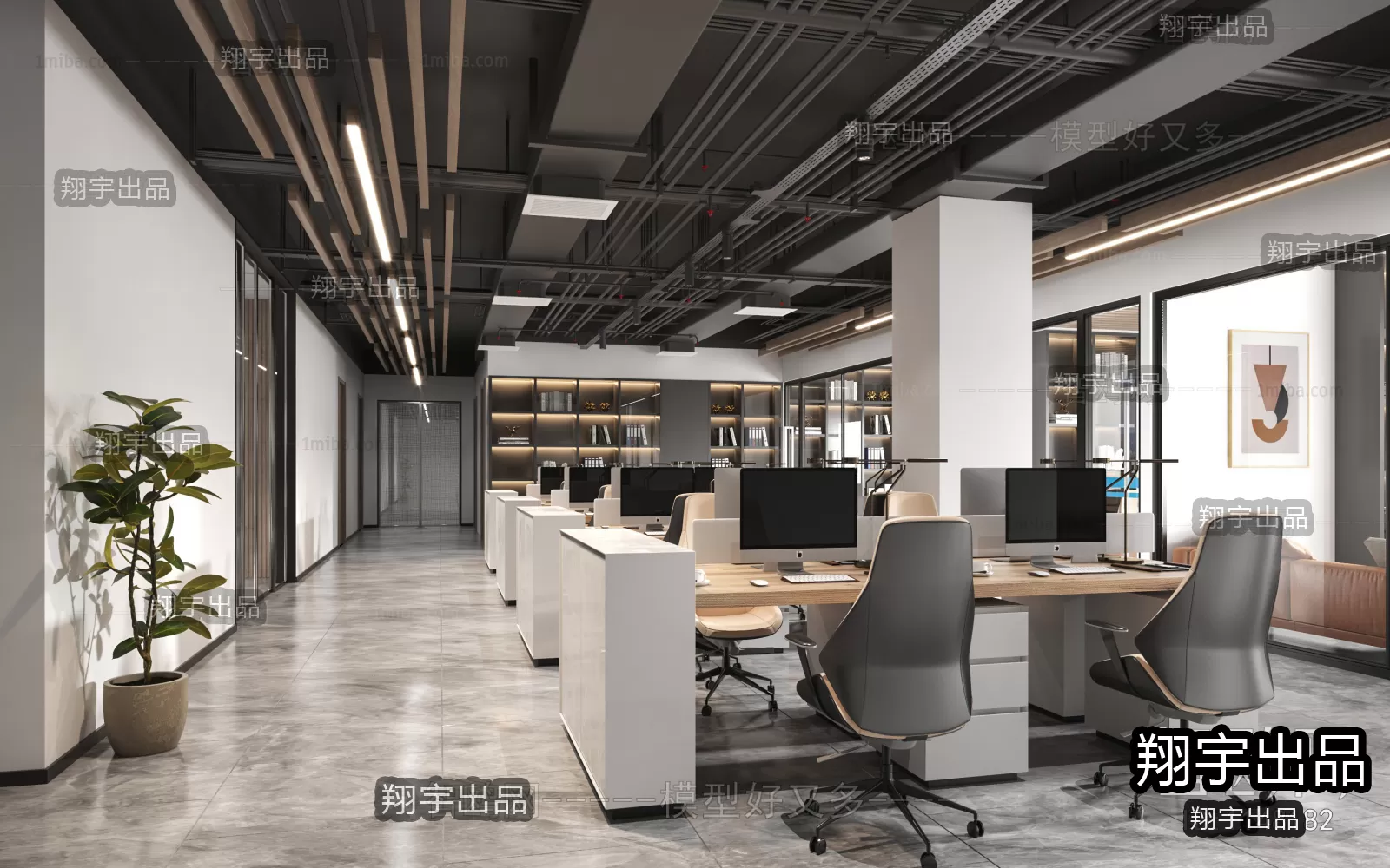 3D OFFICE INTERIOR (VRAY) – WORKSPACE 3D SCENES – 026