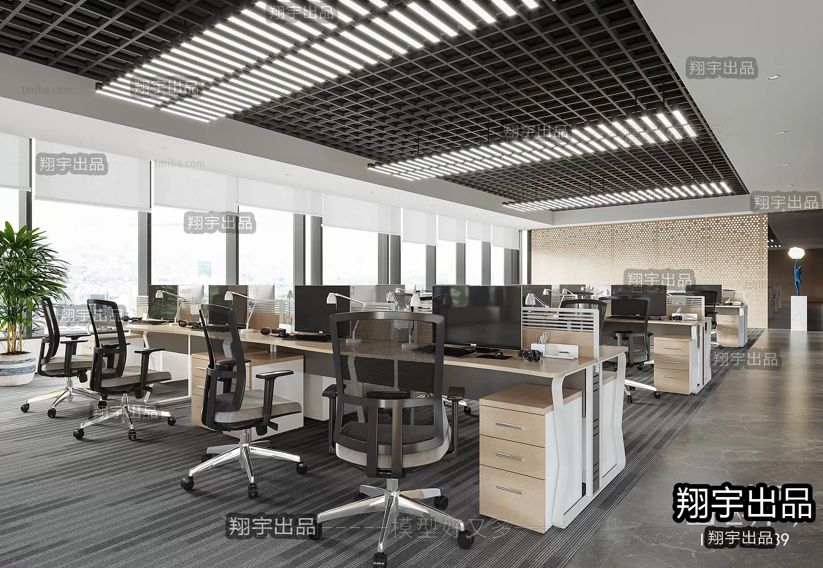 3D OFFICE INTERIOR (VRAY) – WORKSPACE 3D SCENES – 027