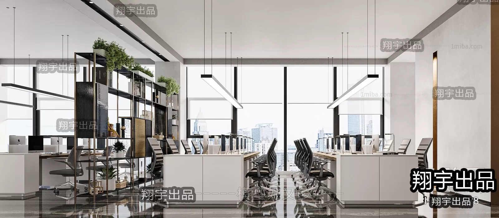 3D OFFICE INTERIOR (VRAY) – WORKSPACE 3D SCENES – 029