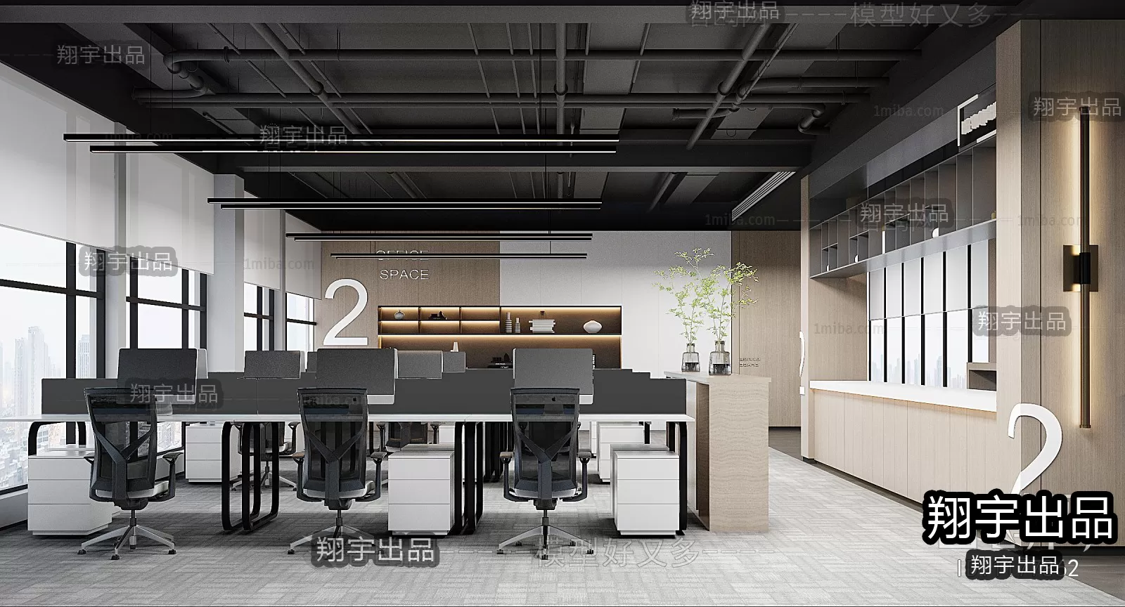 3D OFFICE INTERIOR (VRAY) – WORKSPACE 3D SCENES – 033