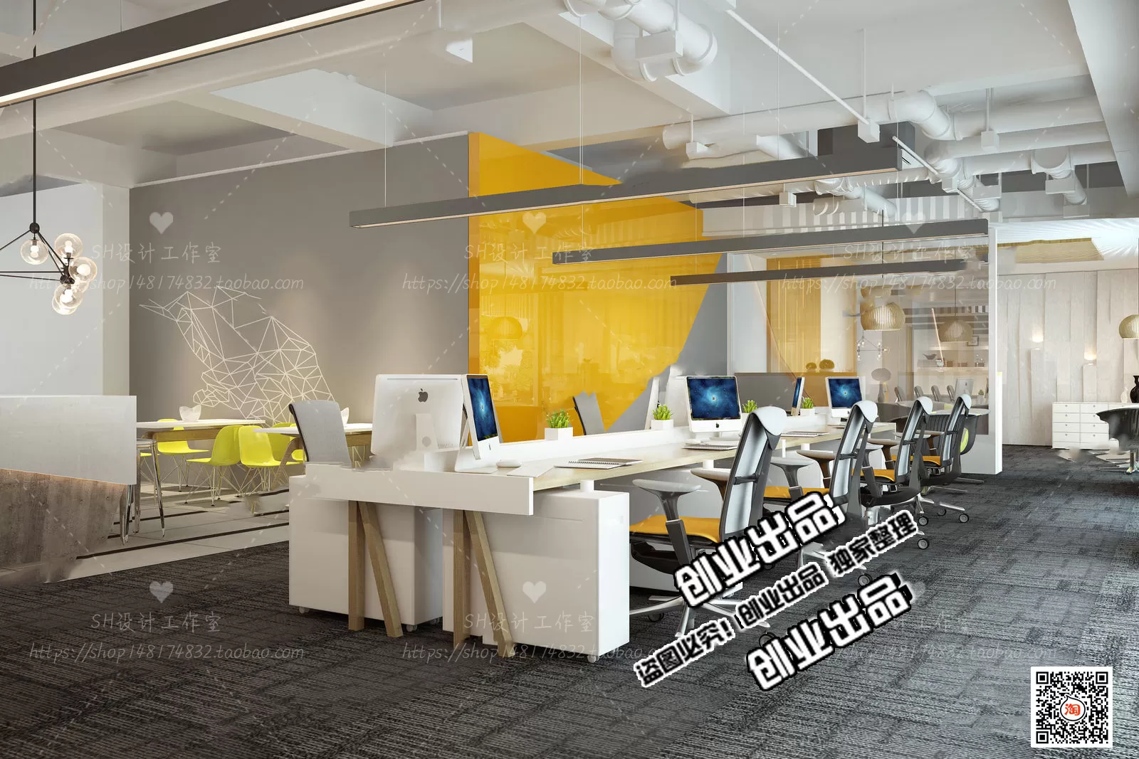 3D OFFICE INTERIOR (VRAY) – WORKSPACE 3D SCENES – 039