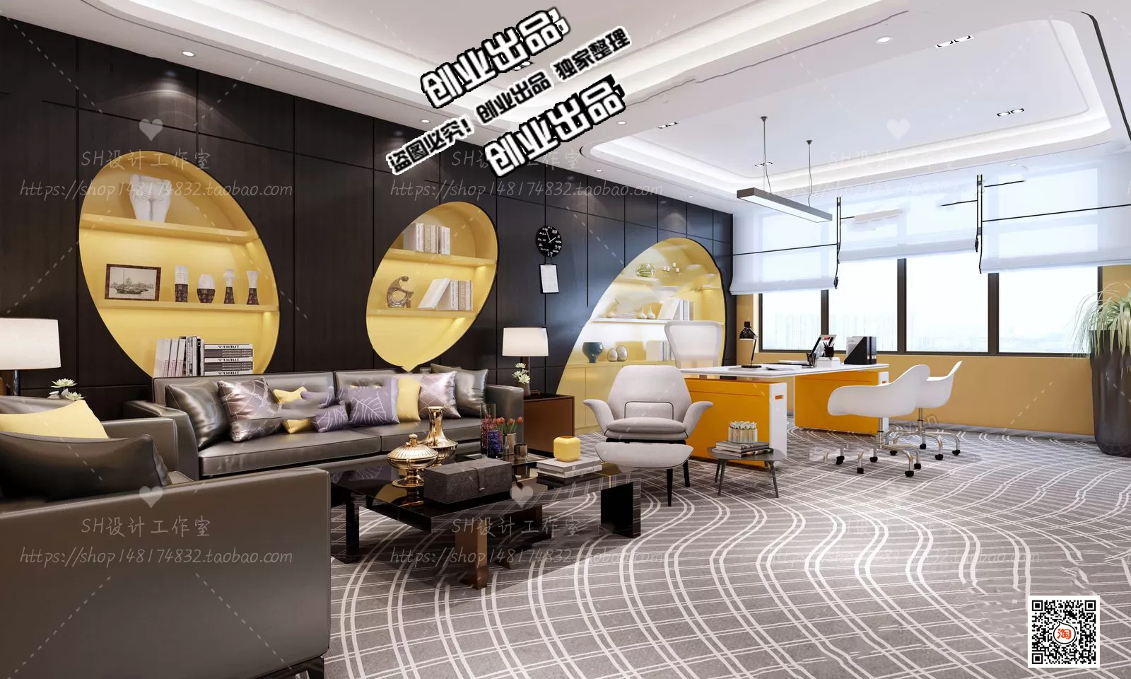 3D OFFICE INTERIOR (VRAY) – WORKSPACE 3D SCENES – 046