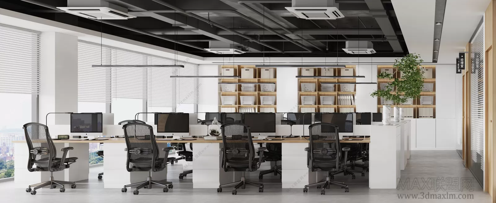 3D OFFICE INTERIOR (VRAY) – WORKSPACE 3D SCENES – 054