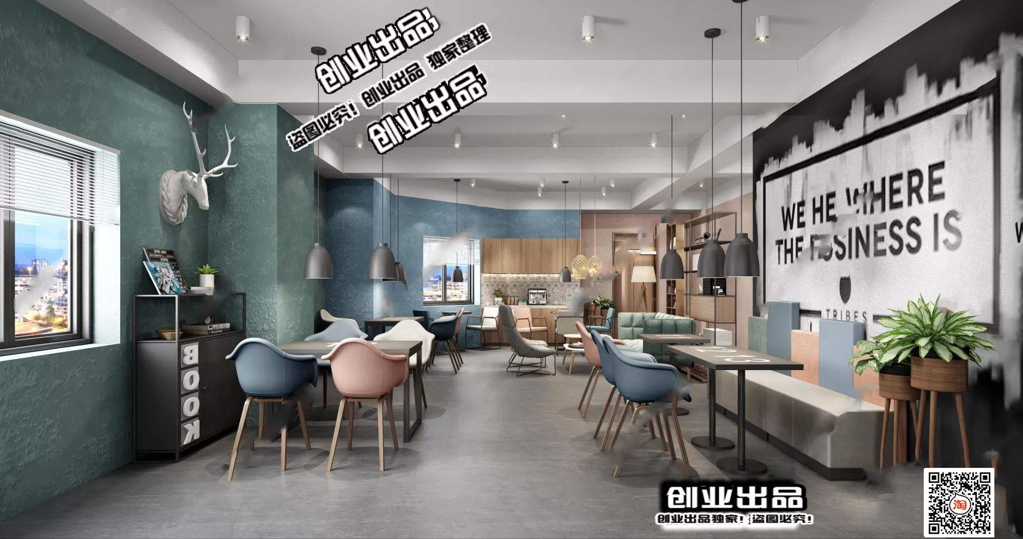 3D OFFICE INTERIOR (VRAY) – WORKSPACE 3D SCENES – 058