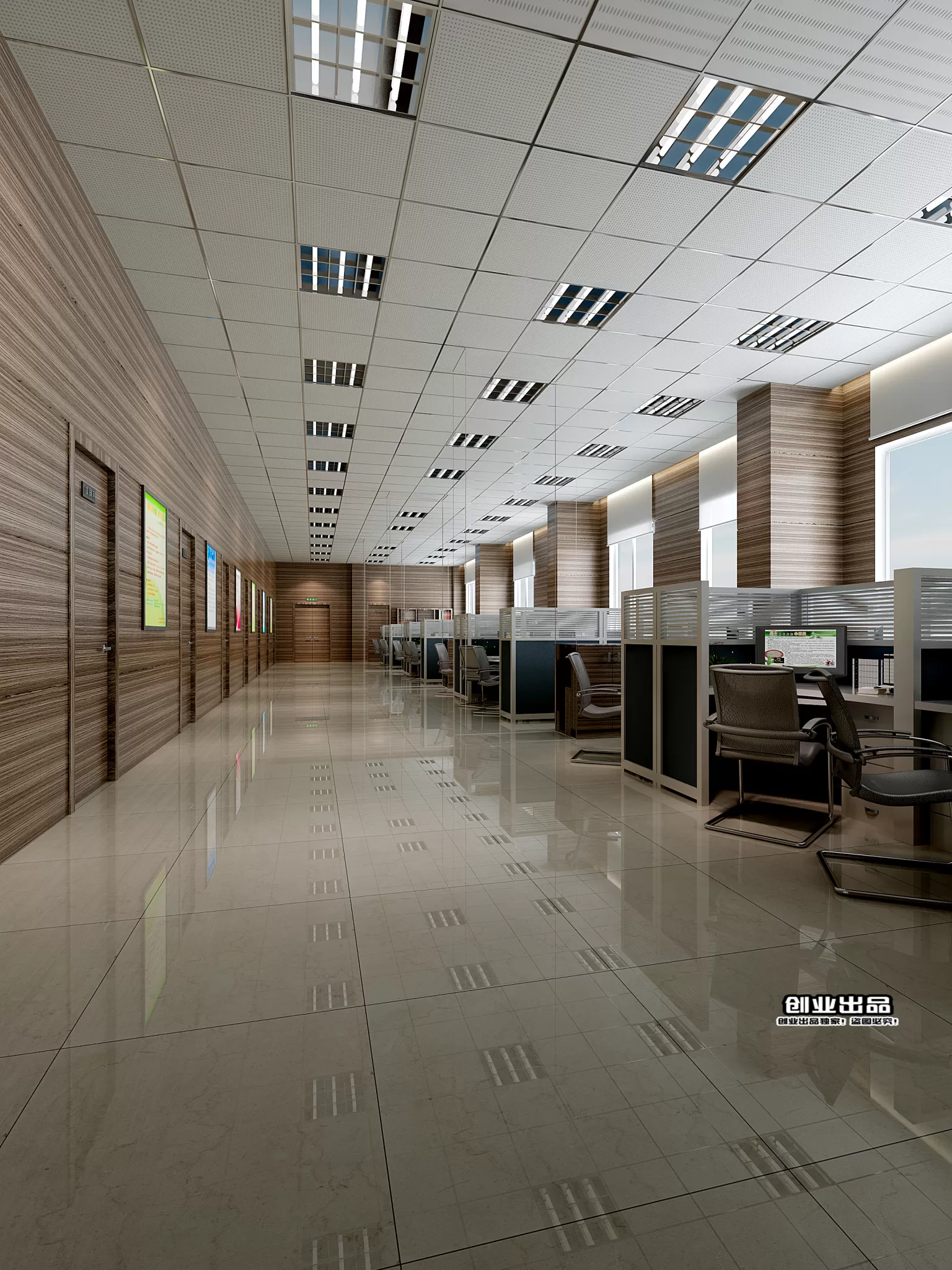 3D OFFICE INTERIOR (VRAY) – WORKSPACE 3D SCENES – 075