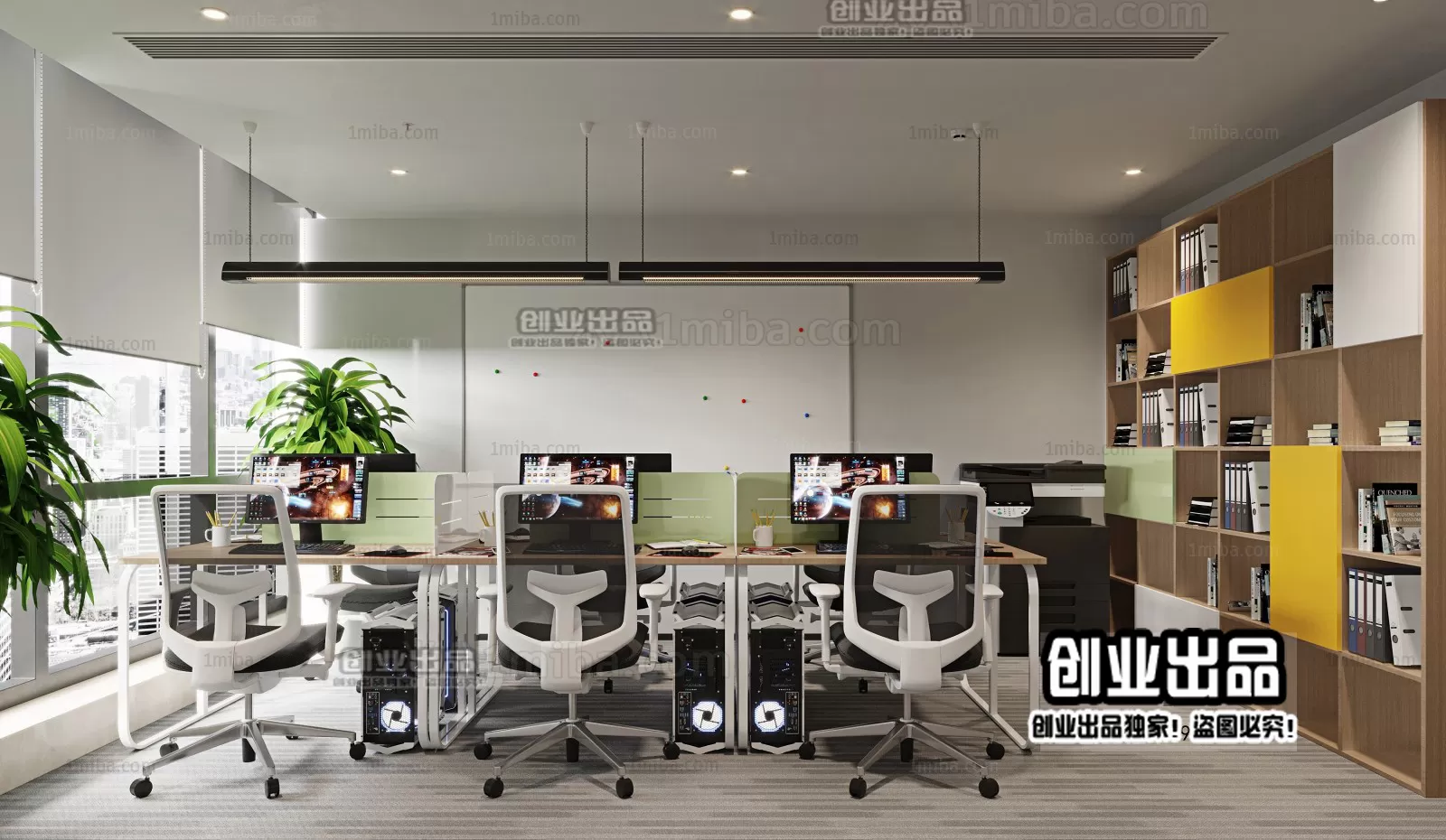 3D OFFICE INTERIOR (VRAY) – WORKSPACE 3D SCENES – 076