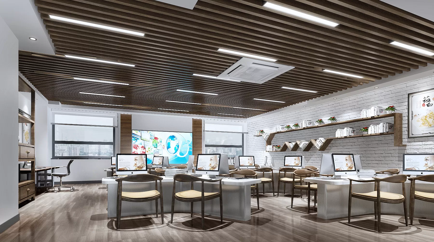 3D OFFICE INTERIOR (VRAY) – WORKSPACE 3D SCENES – 078