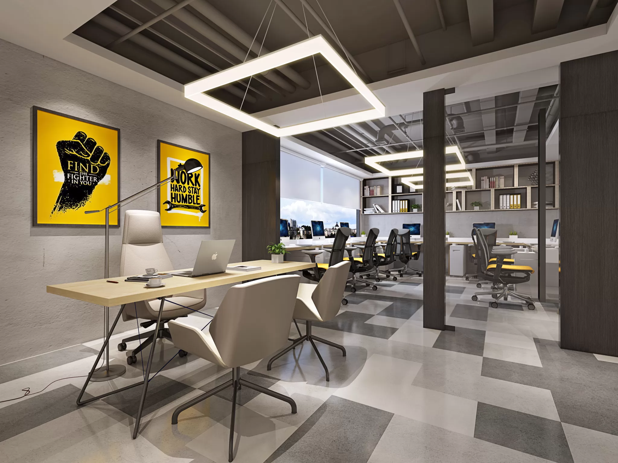 3D OFFICE INTERIOR (VRAY) – WORKSPACE 3D SCENES – 080