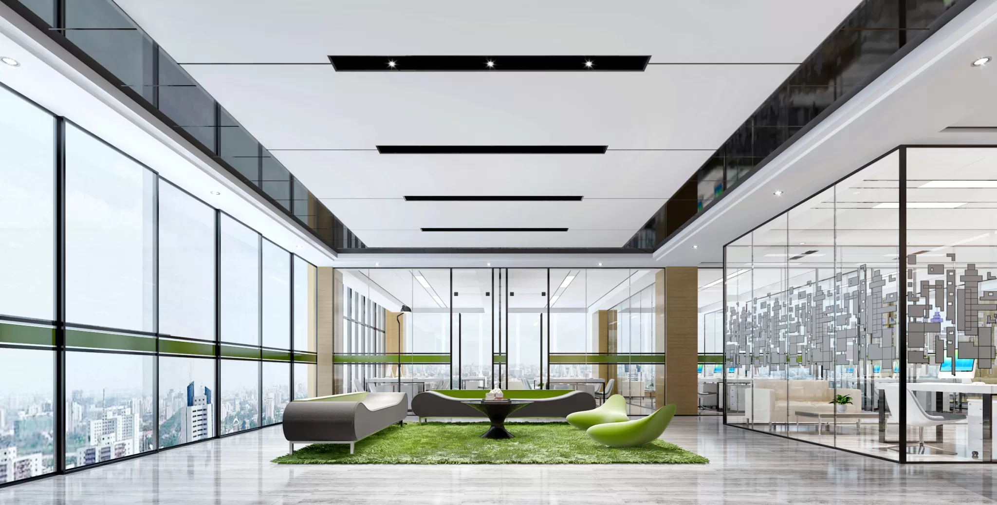 3D OFFICE INTERIOR (VRAY) – WORKSPACE 3D SCENES – 084