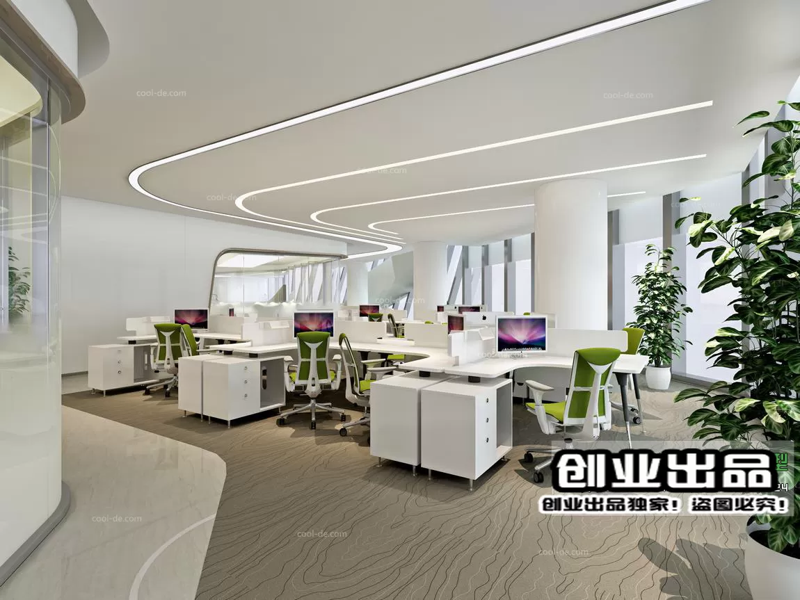 3D OFFICE INTERIOR (VRAY) – WORKSPACE 3D SCENES – 085