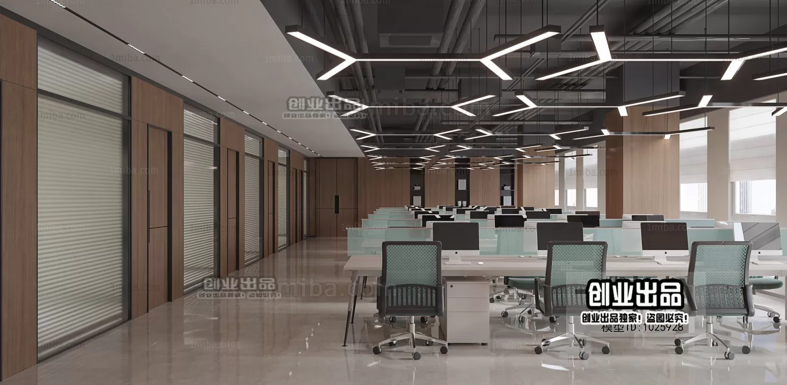3D OFFICE INTERIOR (VRAY) – WORKSPACE 3D SCENES – 086