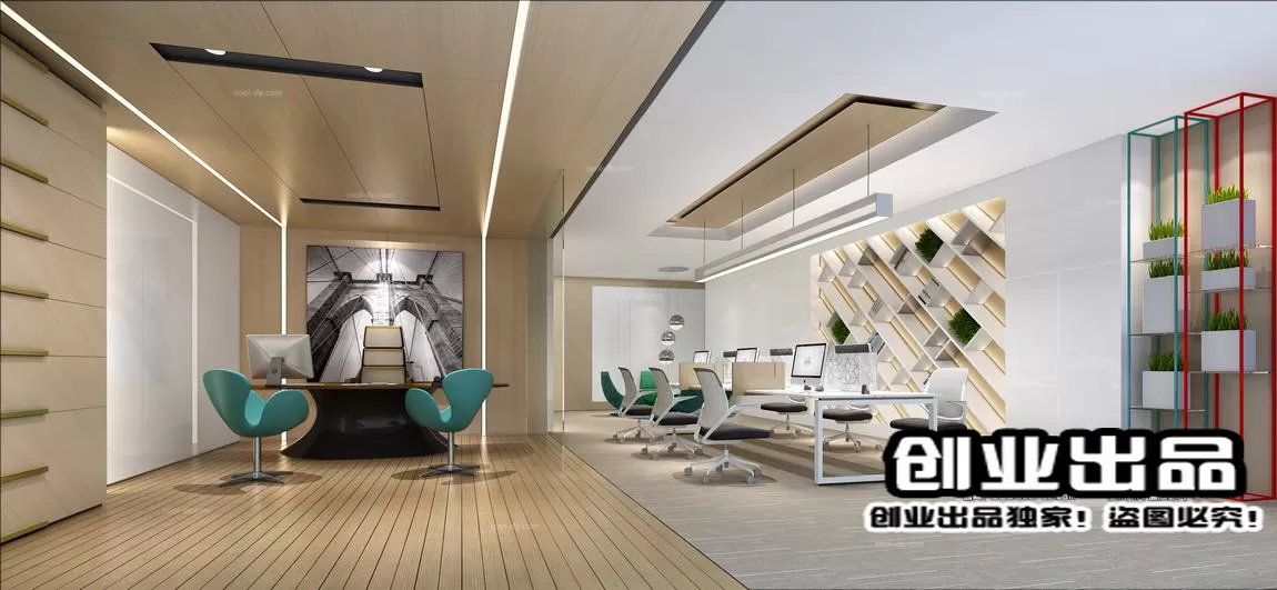 3D OFFICE INTERIOR (VRAY) – WORKSPACE 3D SCENES – 087