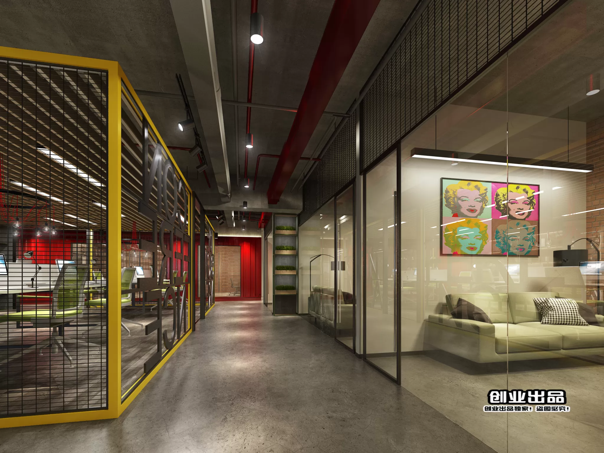 3D OFFICE INTERIOR (VRAY) – WORKSPACE 3D SCENES – 091