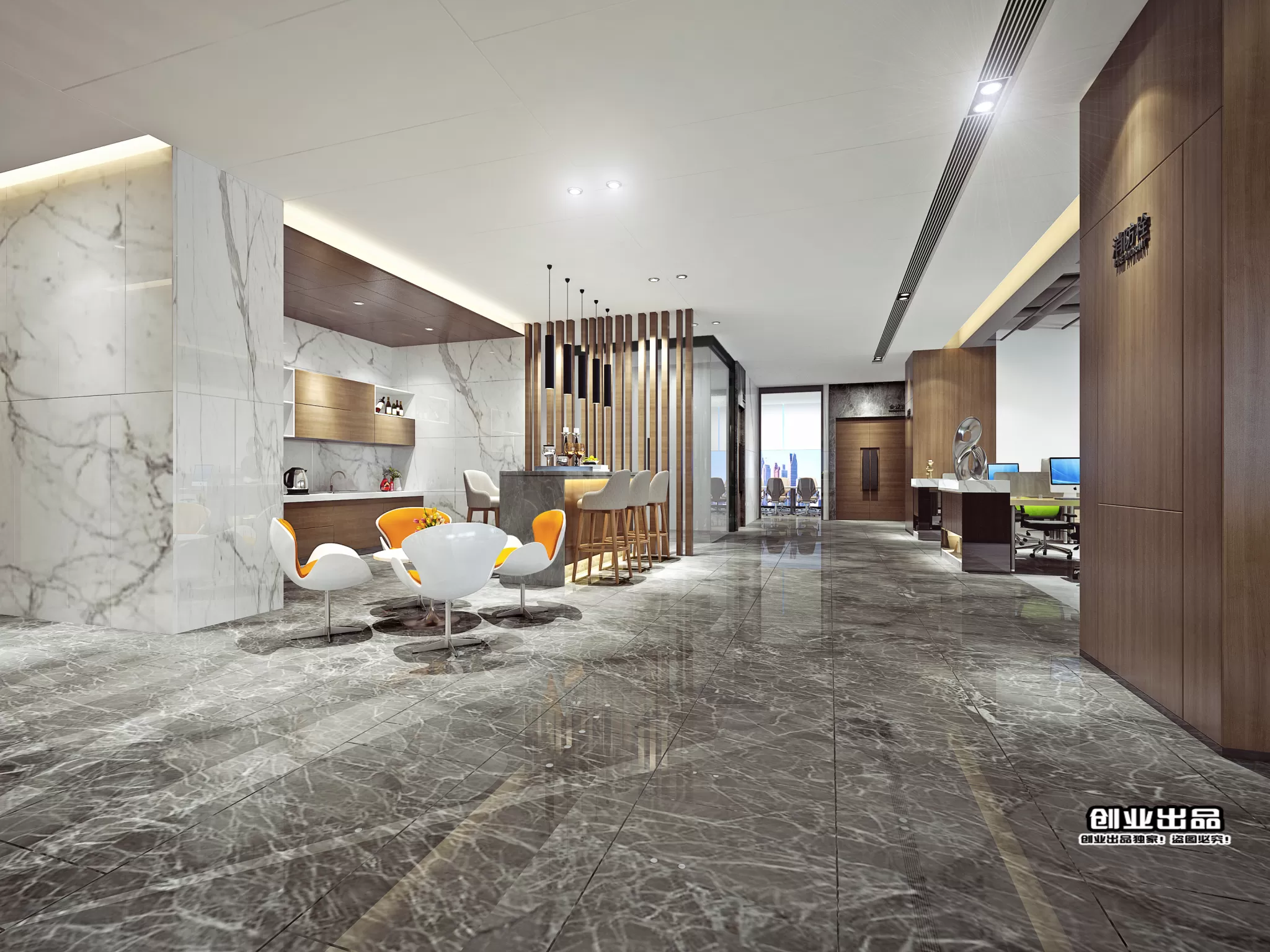 3D OFFICE INTERIOR (VRAY) – WORKSPACE 3D SCENES – 093